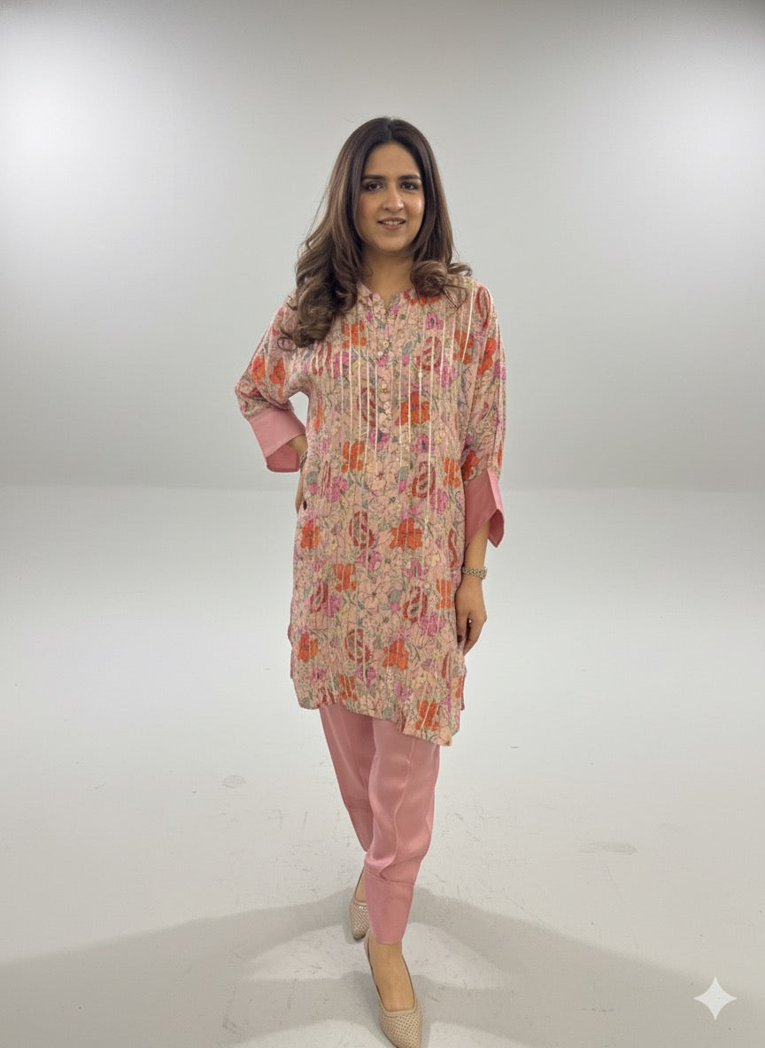 PINK CREPE CHOGA SET