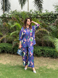 PURPLE FLORAL TIENECK SET
