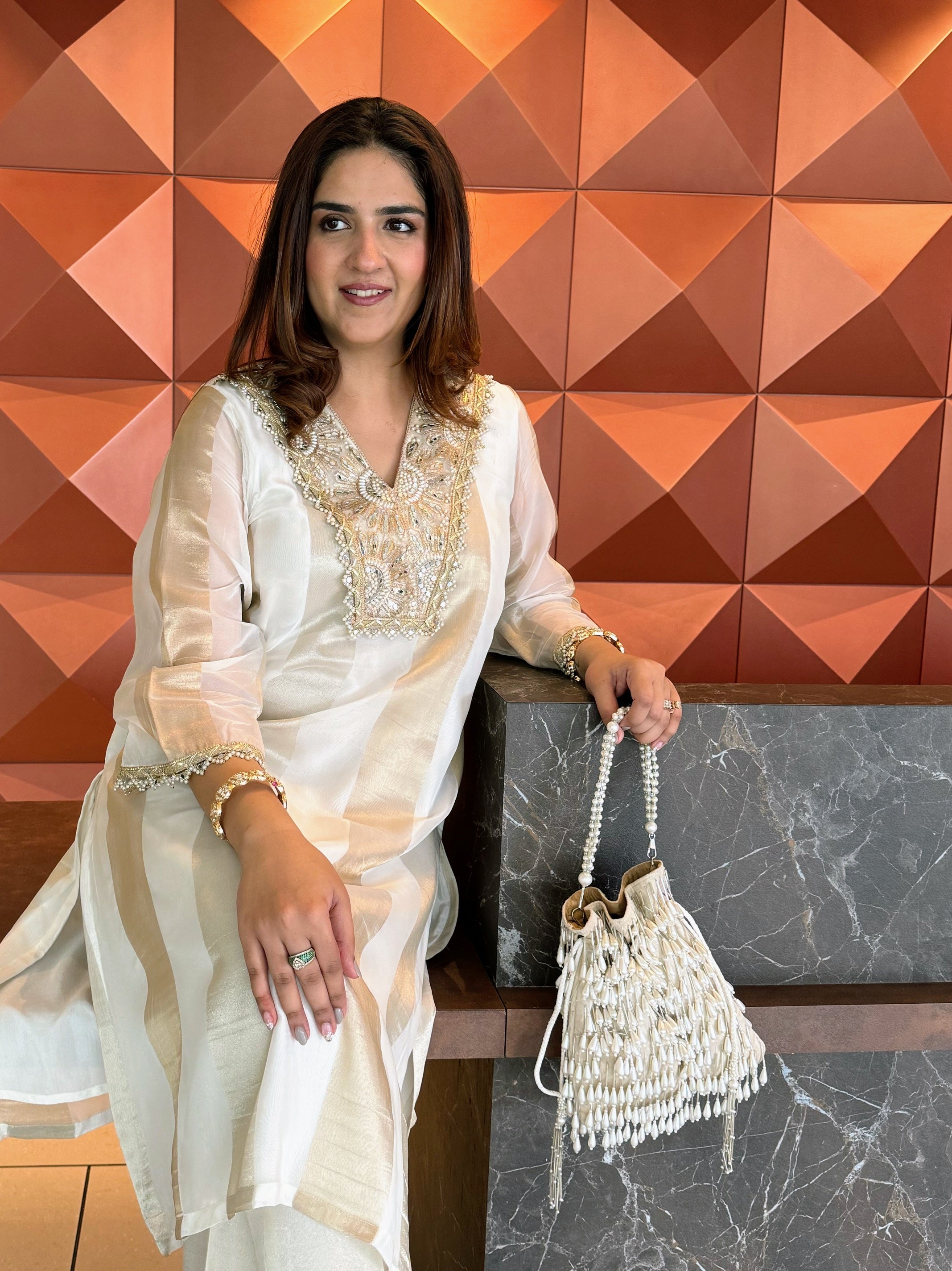 GOLD IVORY ORGANZA SUIT