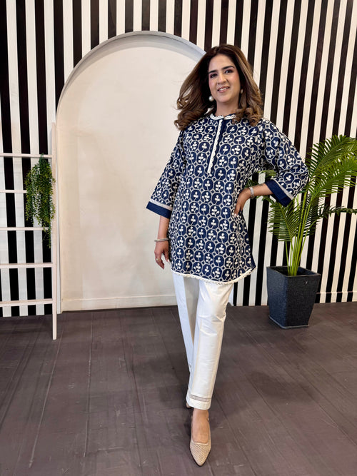 DENIM EMBROIDERED SET