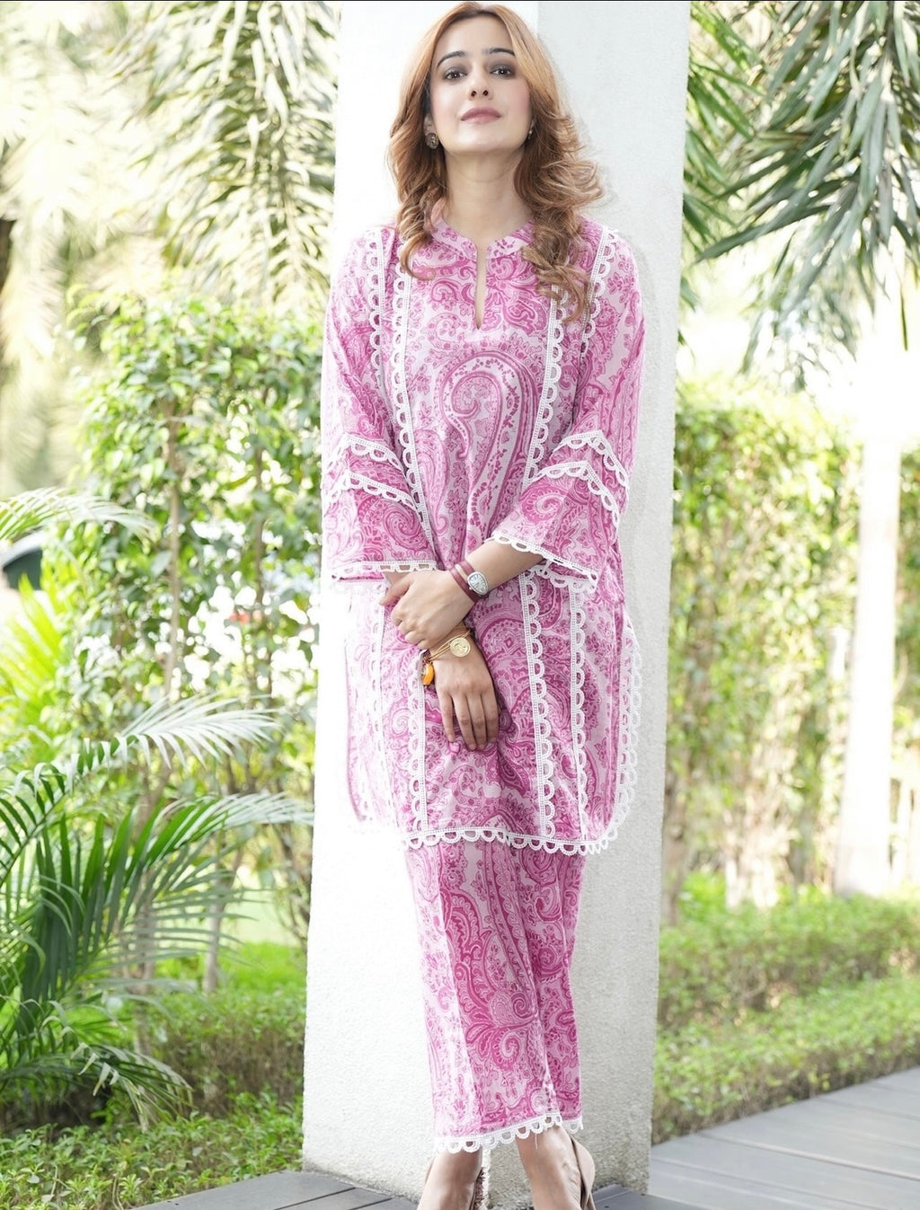 PINK WHITE LACE SET