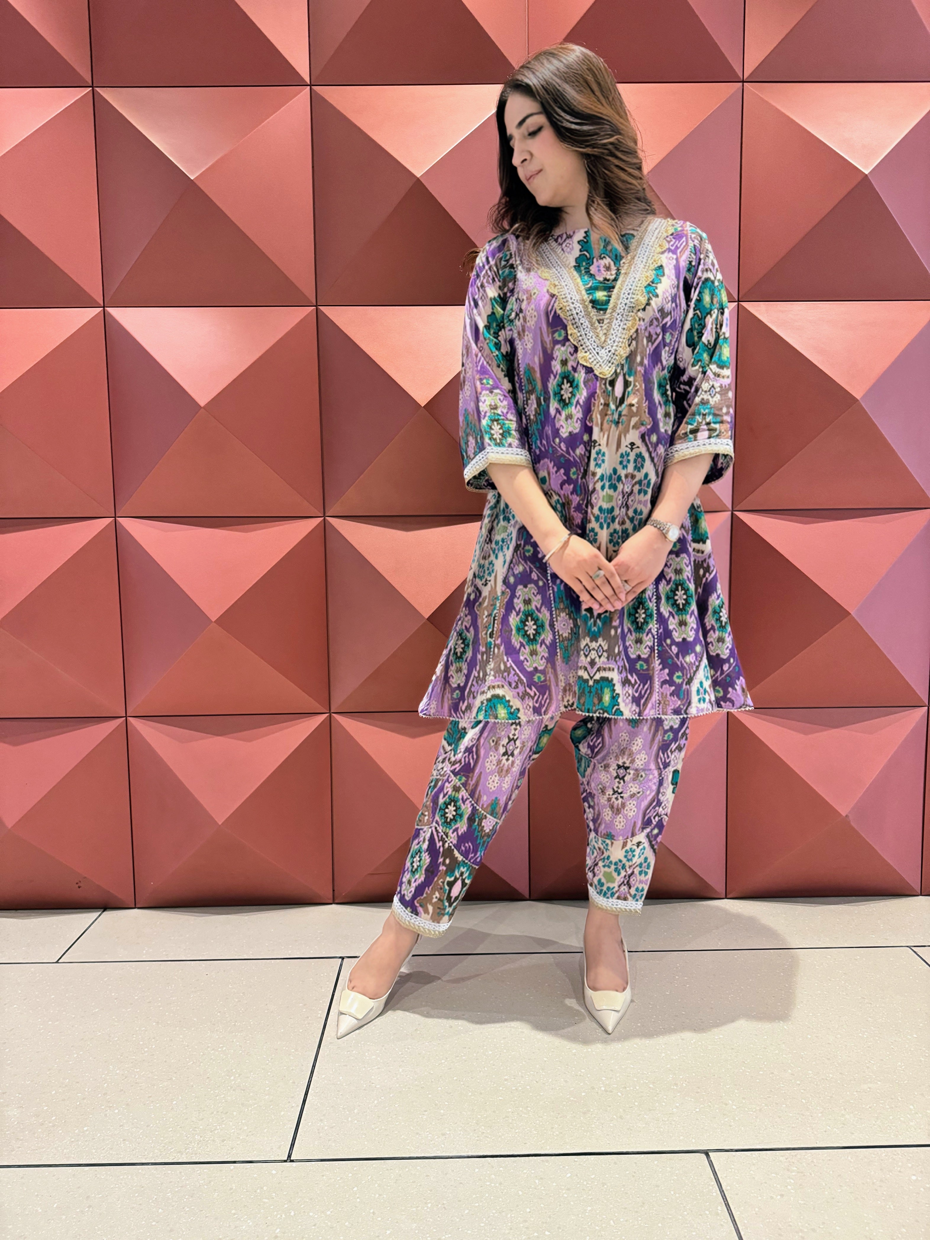 PURPLE IKAT FUSION SET