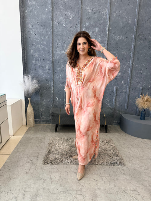 LUXE SATIN EMBROIDERED KAFTAAN