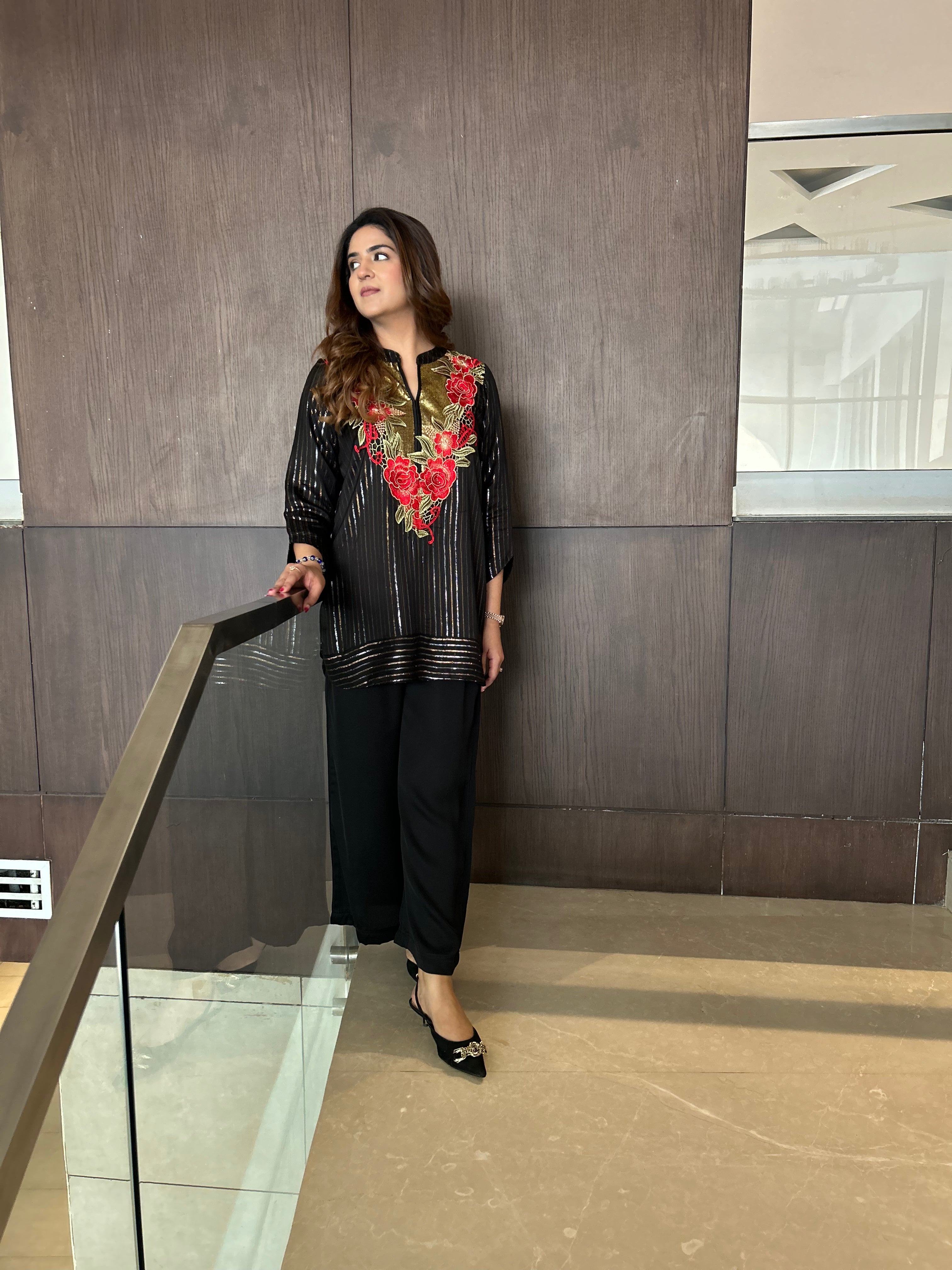 BLACK LUREX COORD SET