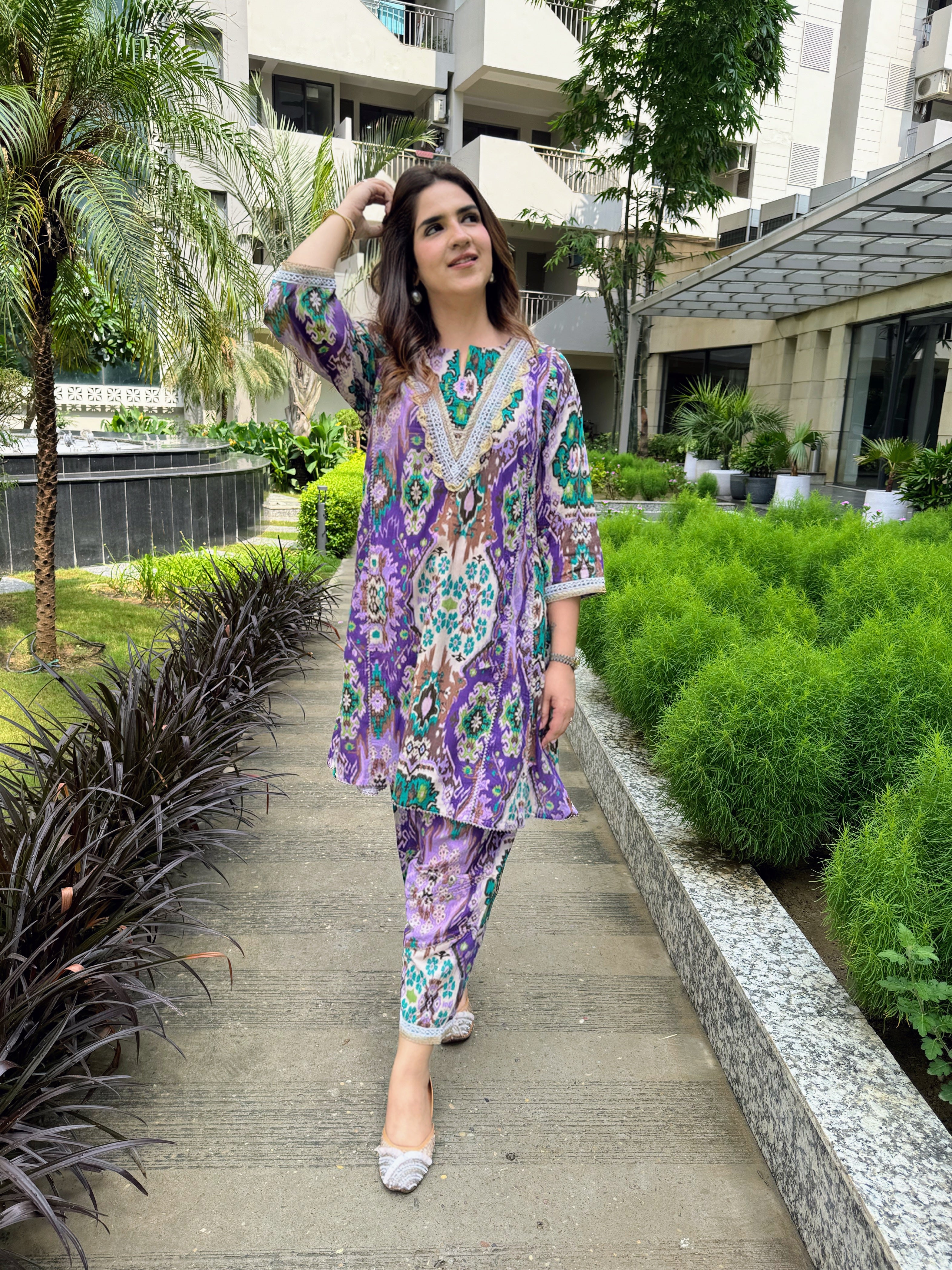 PURPLE IKAT FUSION SET