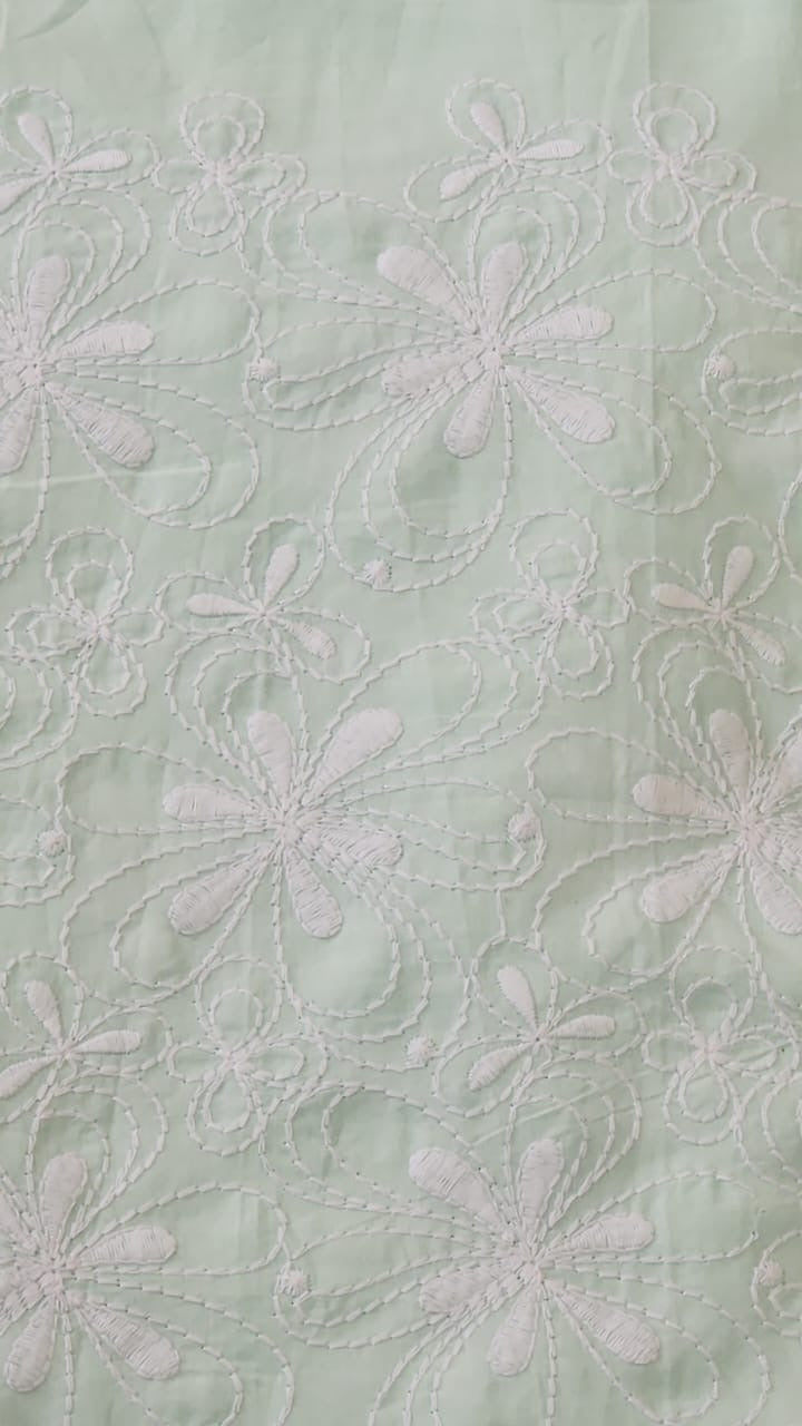 POWDER BLUE EMBROIDERED COTTON