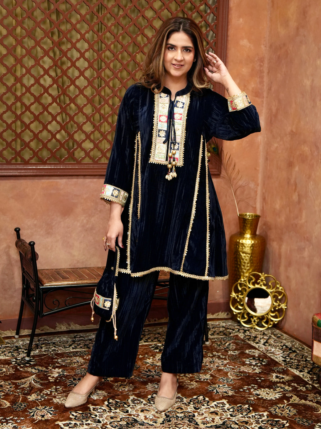 BLUE LUXE CRUSH VELVET SET