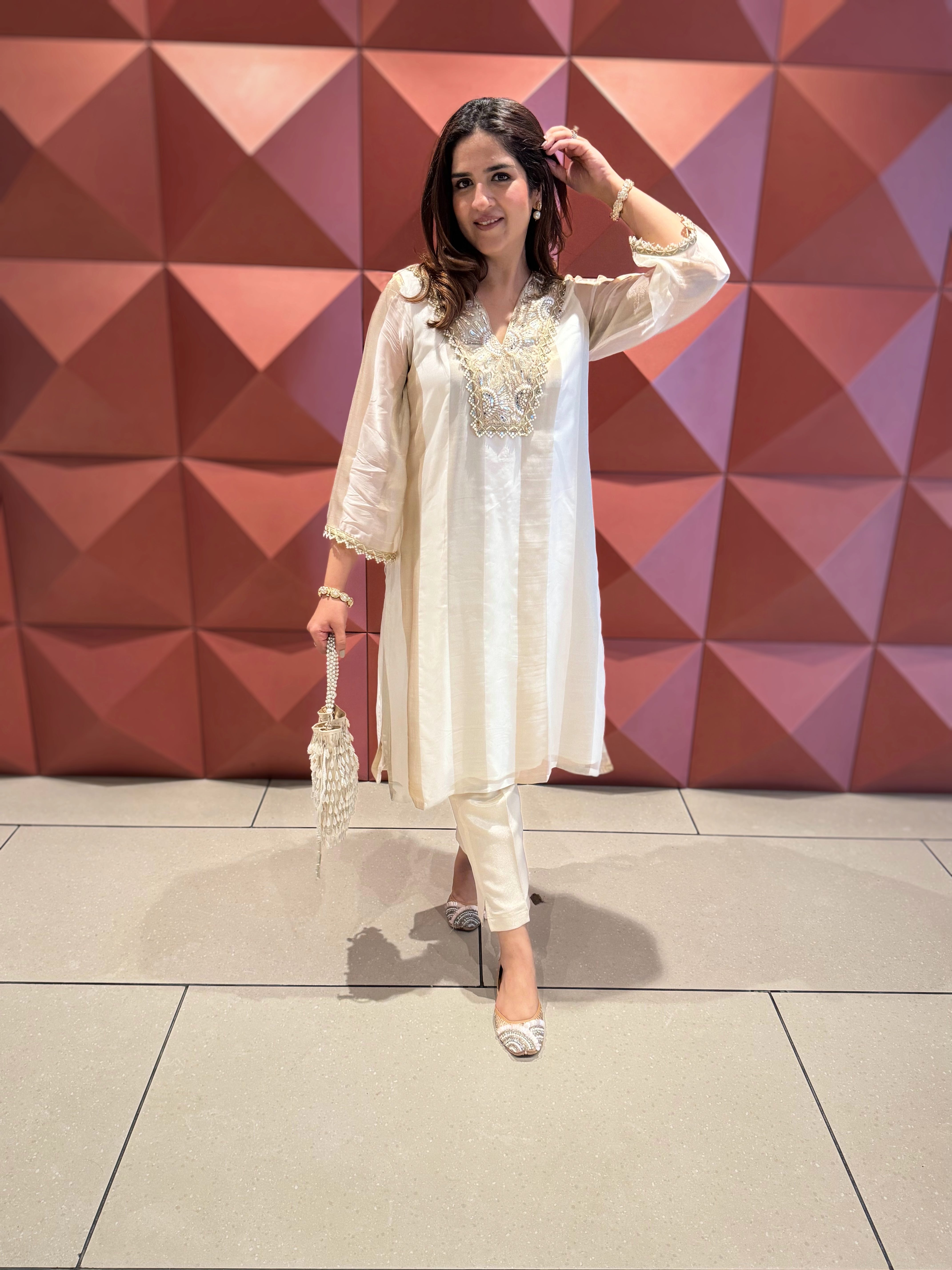 GOLD IVORY ORGANZA SUIT