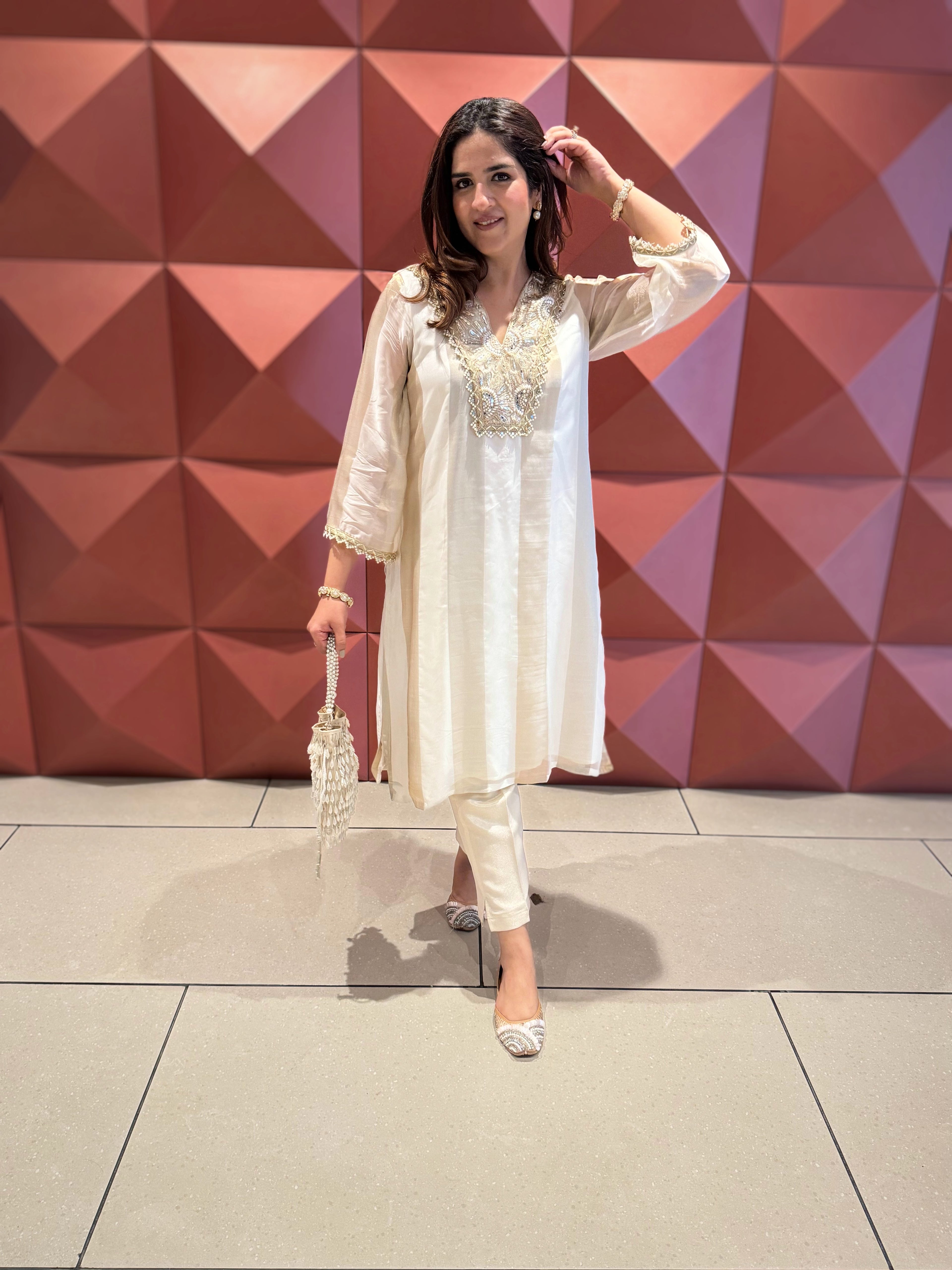 GOLD IVORY ORGANZA SUIT