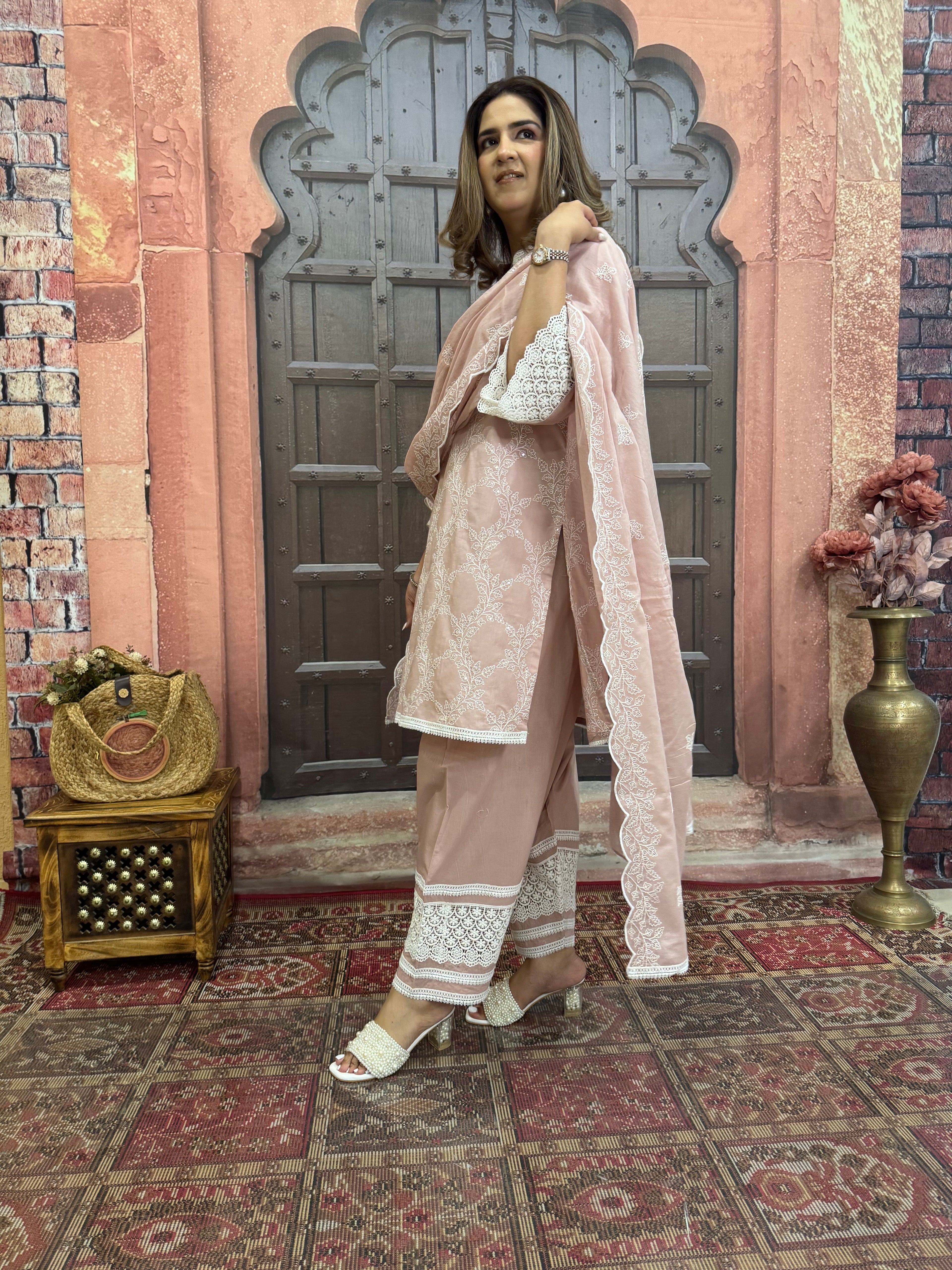 BLUSH PINK DUPPATA SET