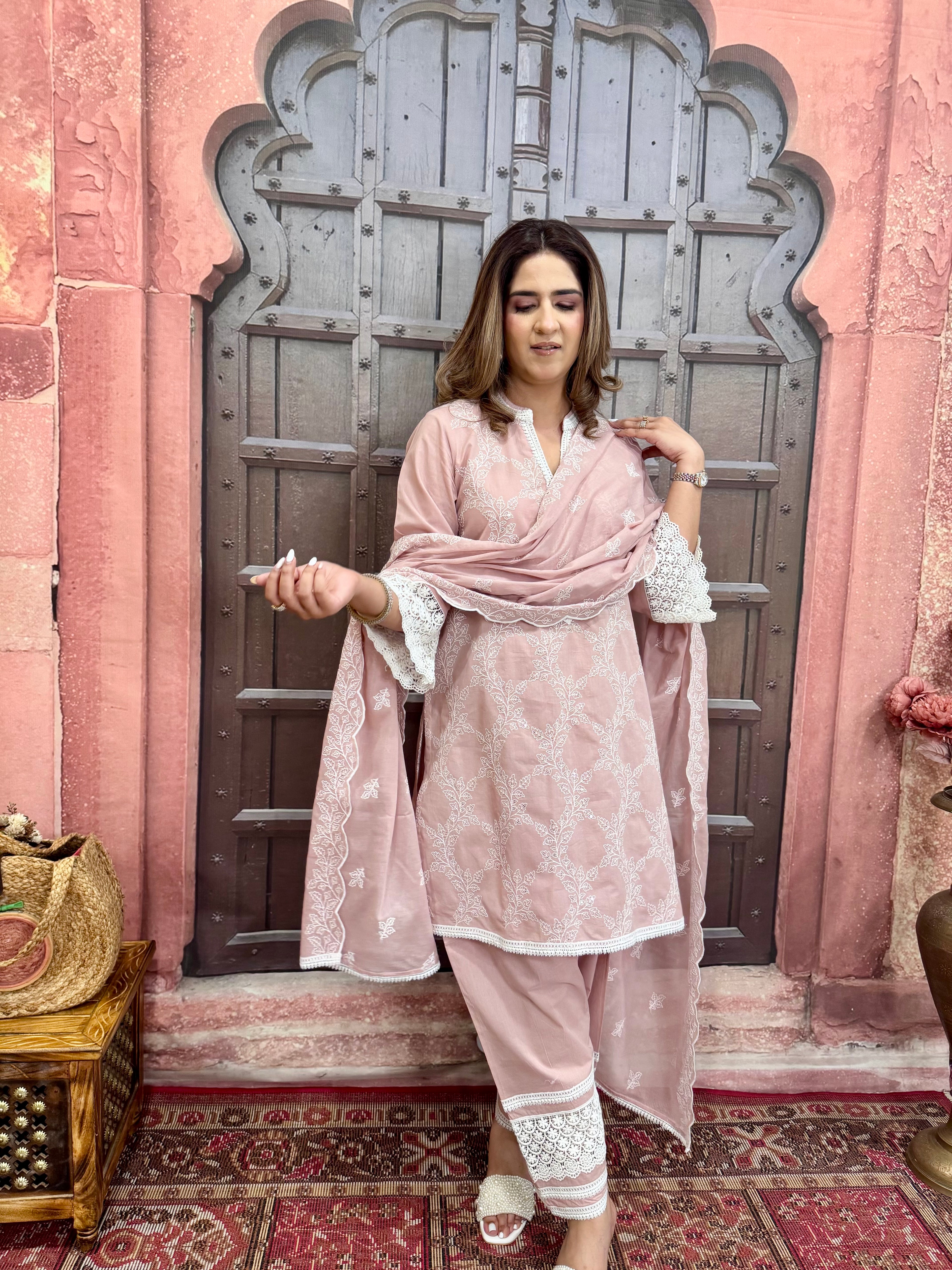 BLUSH PINK DUPPATA SET