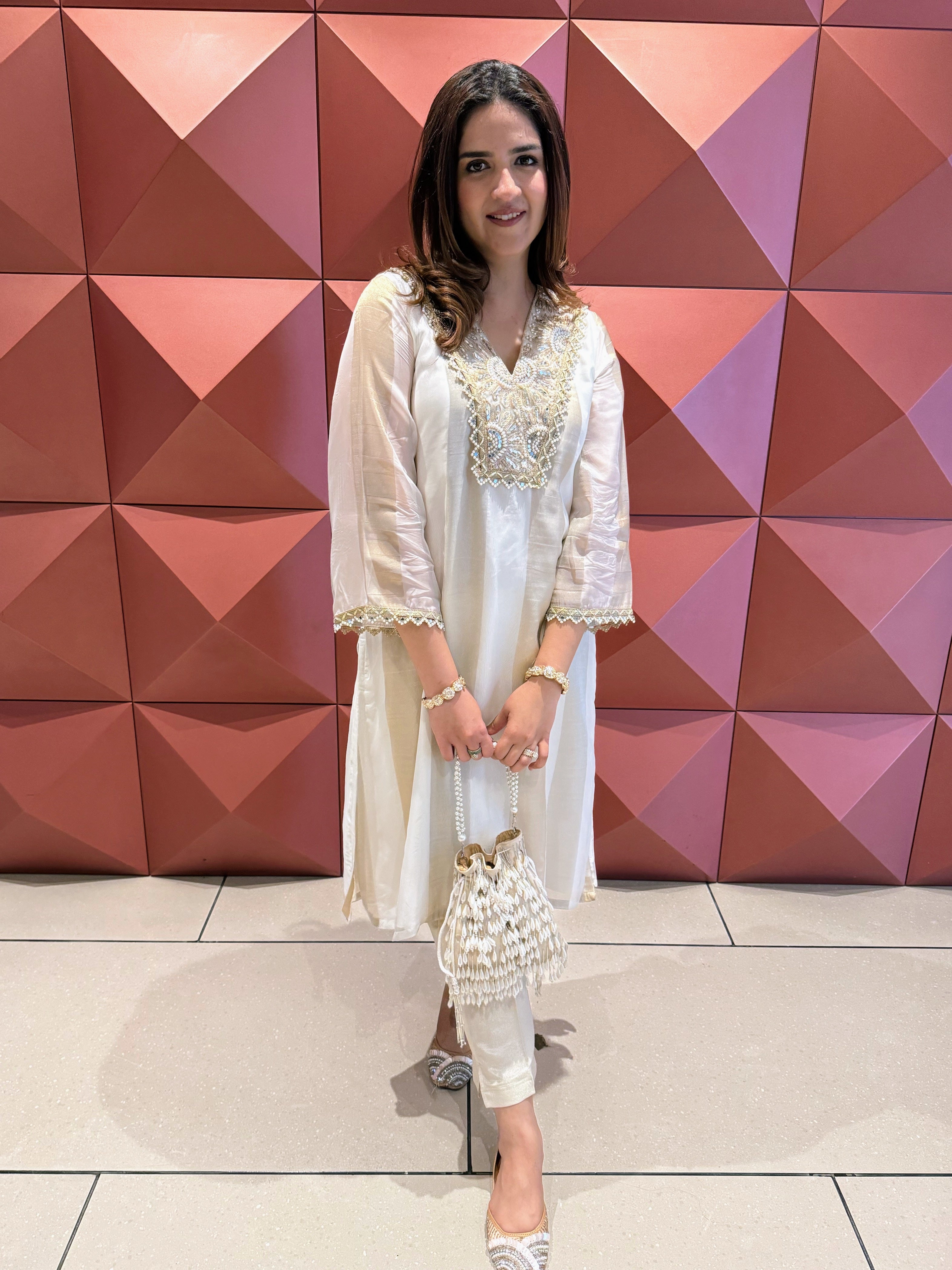 GOLD IVORY ORGANZA SUIT