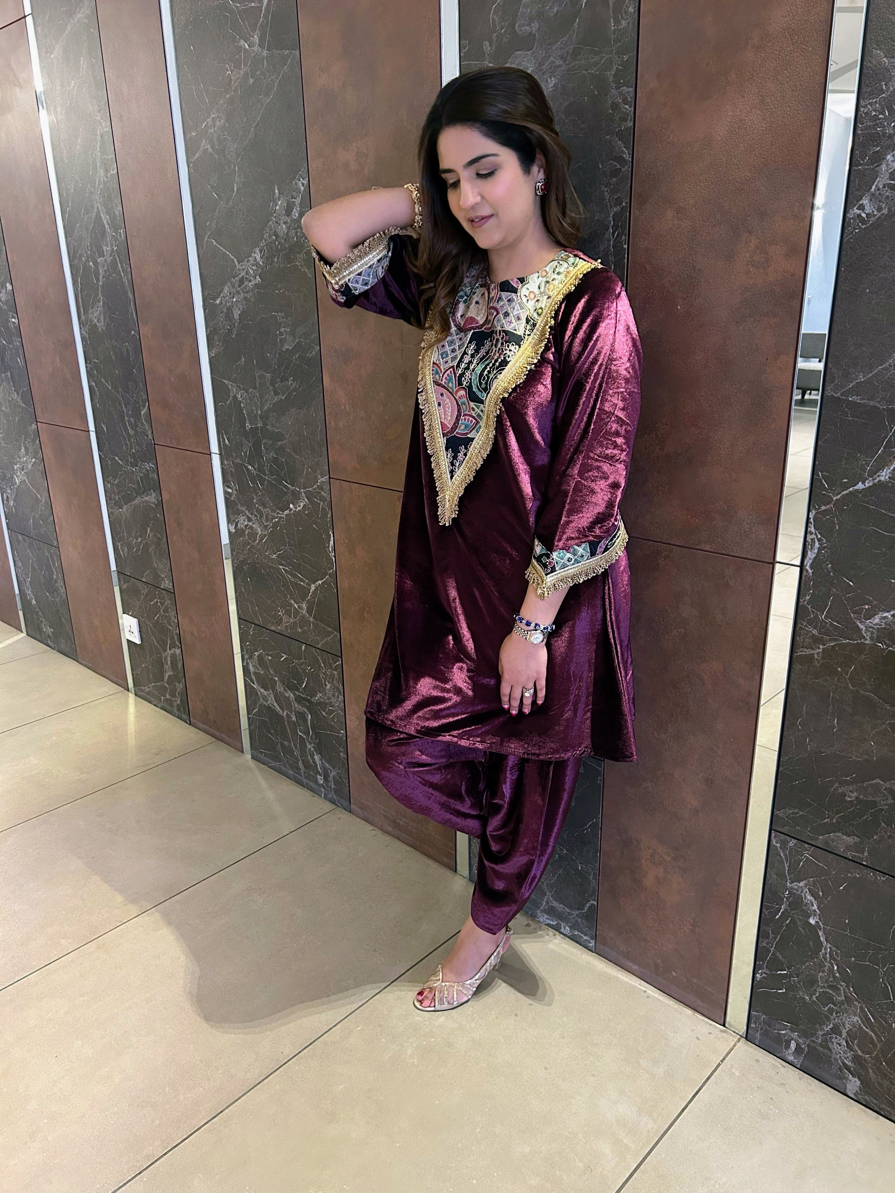 WINE PLUM LUXE VELVET SET