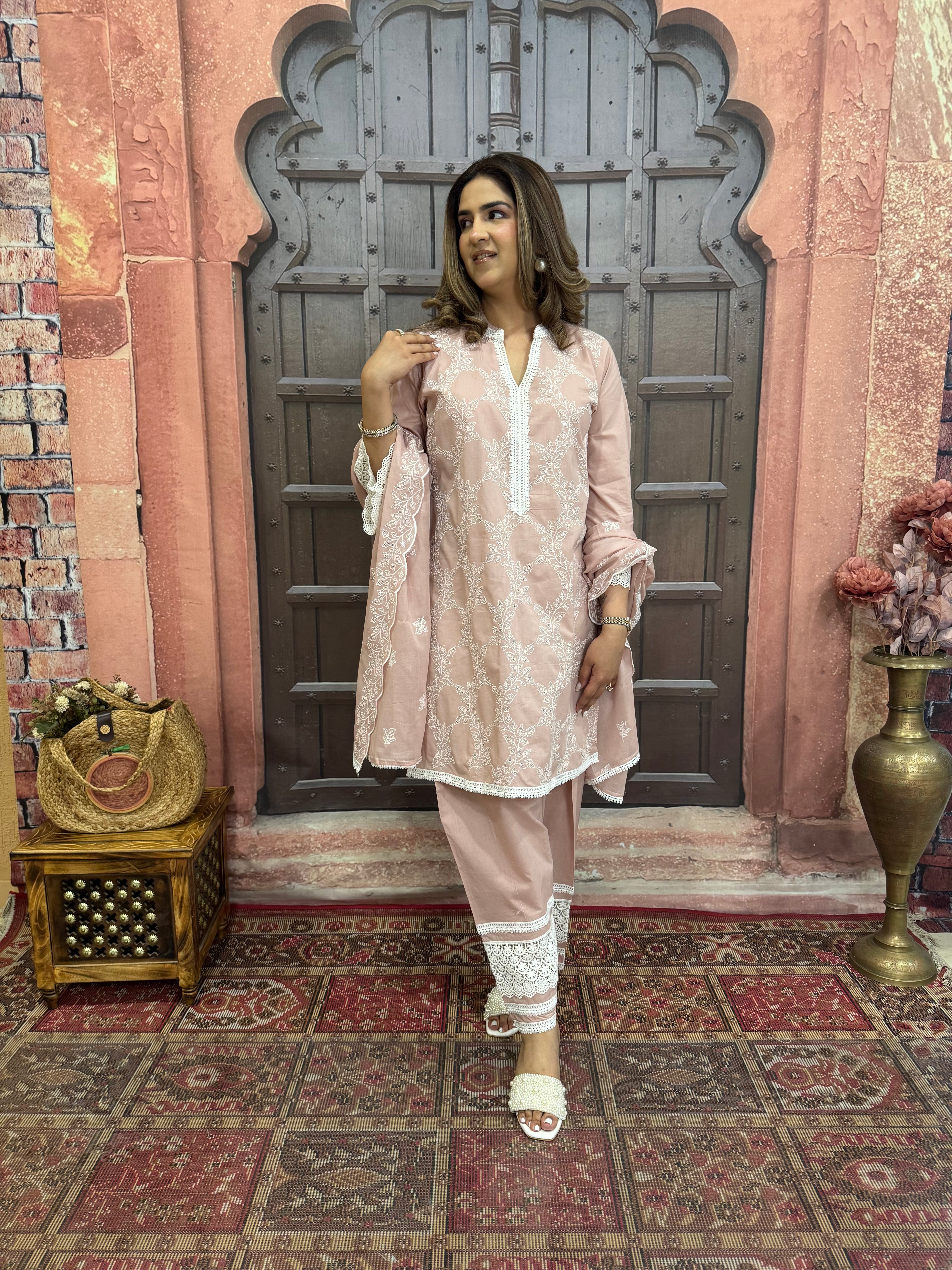 BLUSH PINK DUPPATA SET