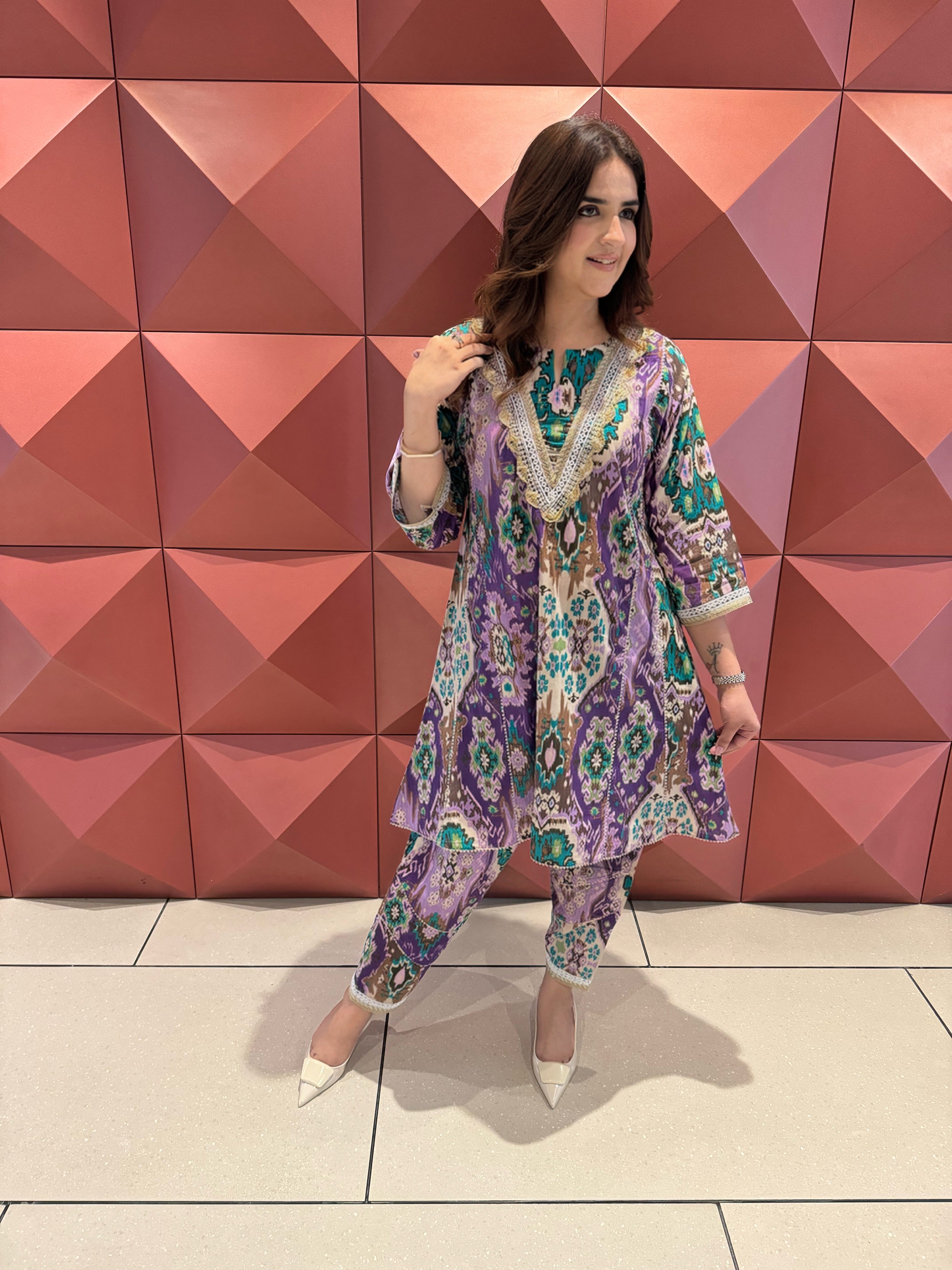 PURPLE IKAT FUSION SET