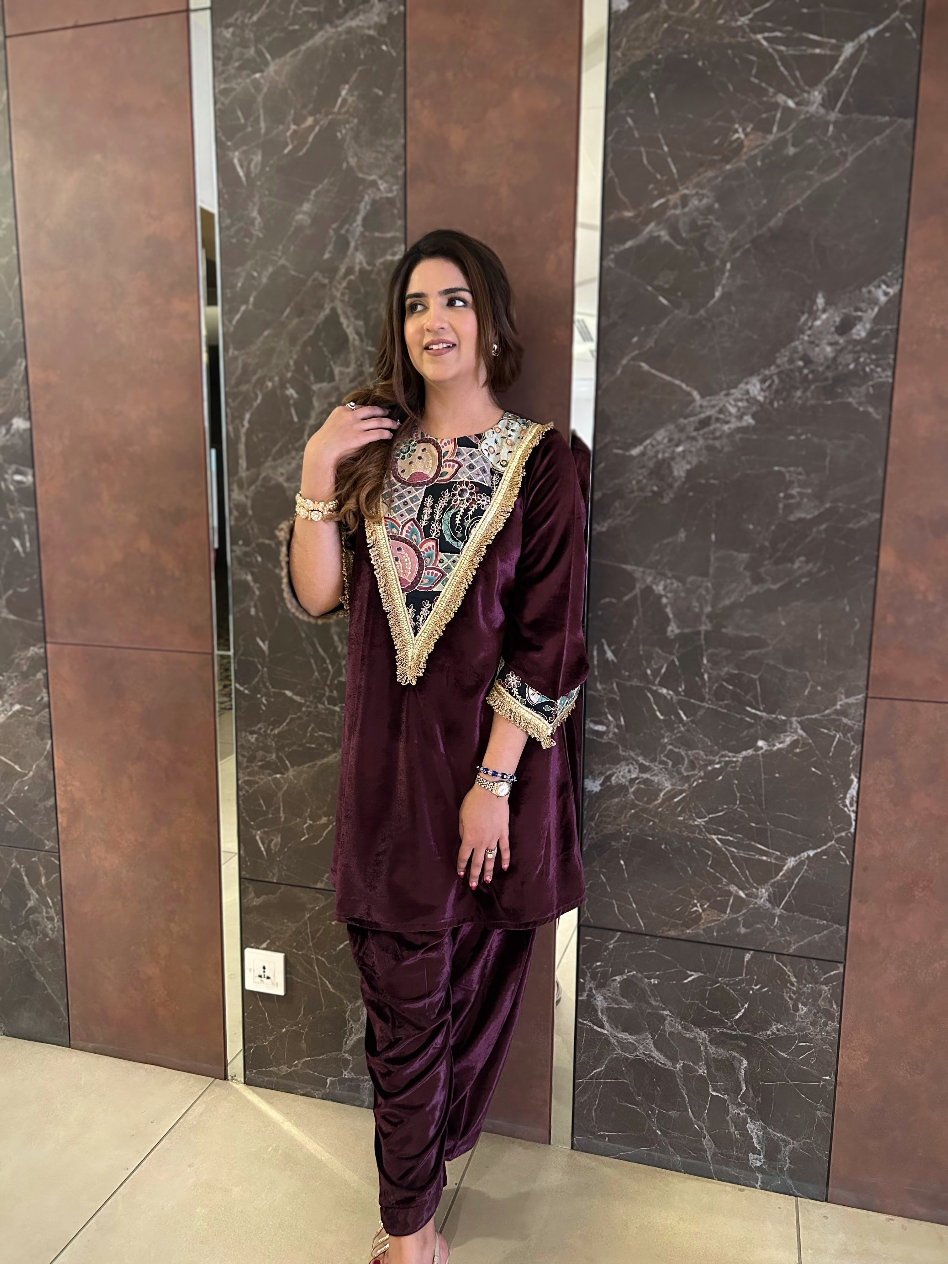 WINE PLUM LUXE VELVET SET