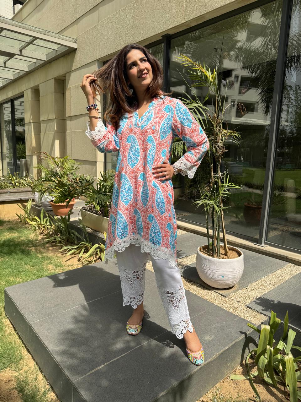 CORAL&BLUE PAISLEY SET