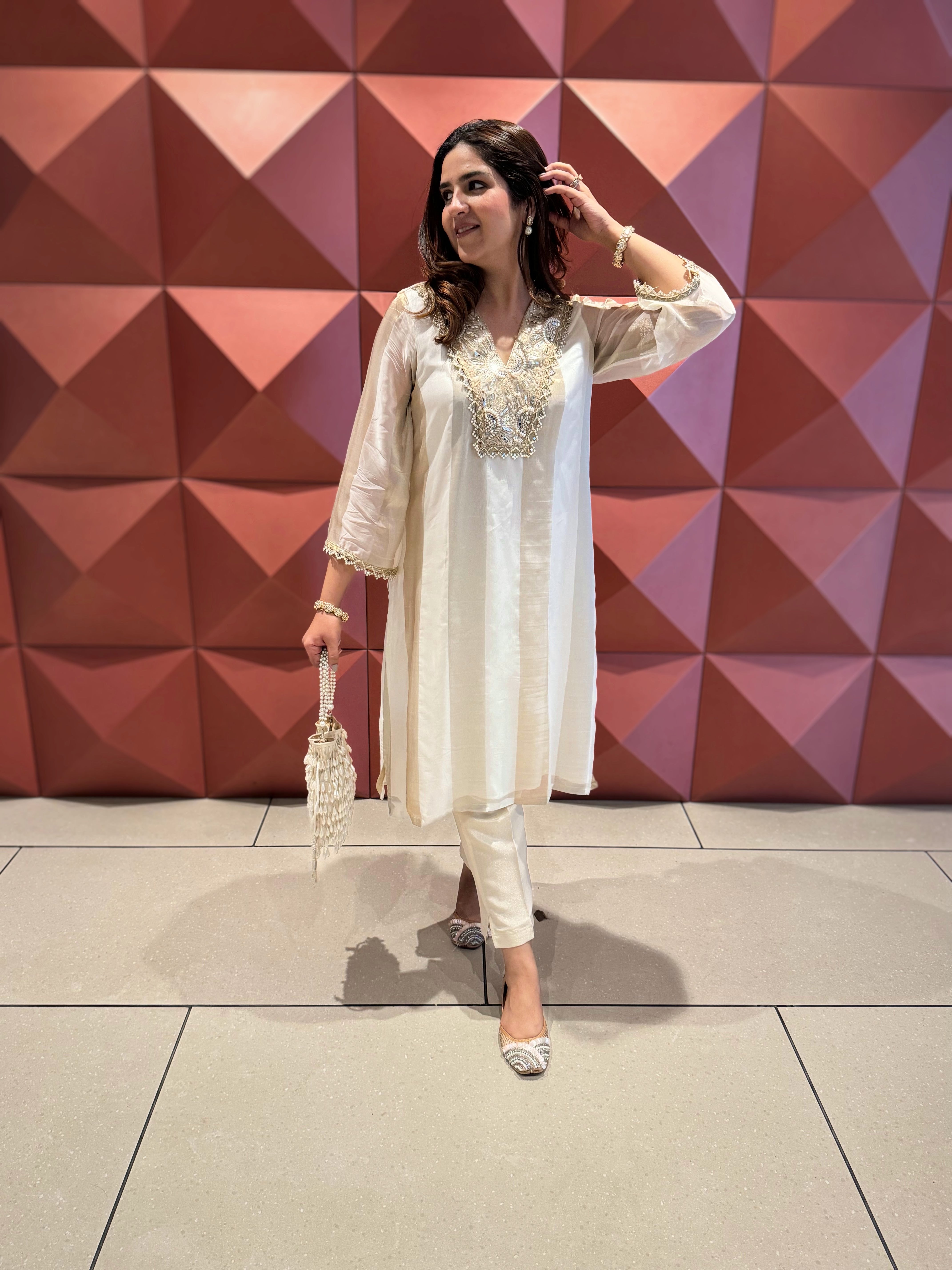 GOLD IVORY ORGANZA SUIT