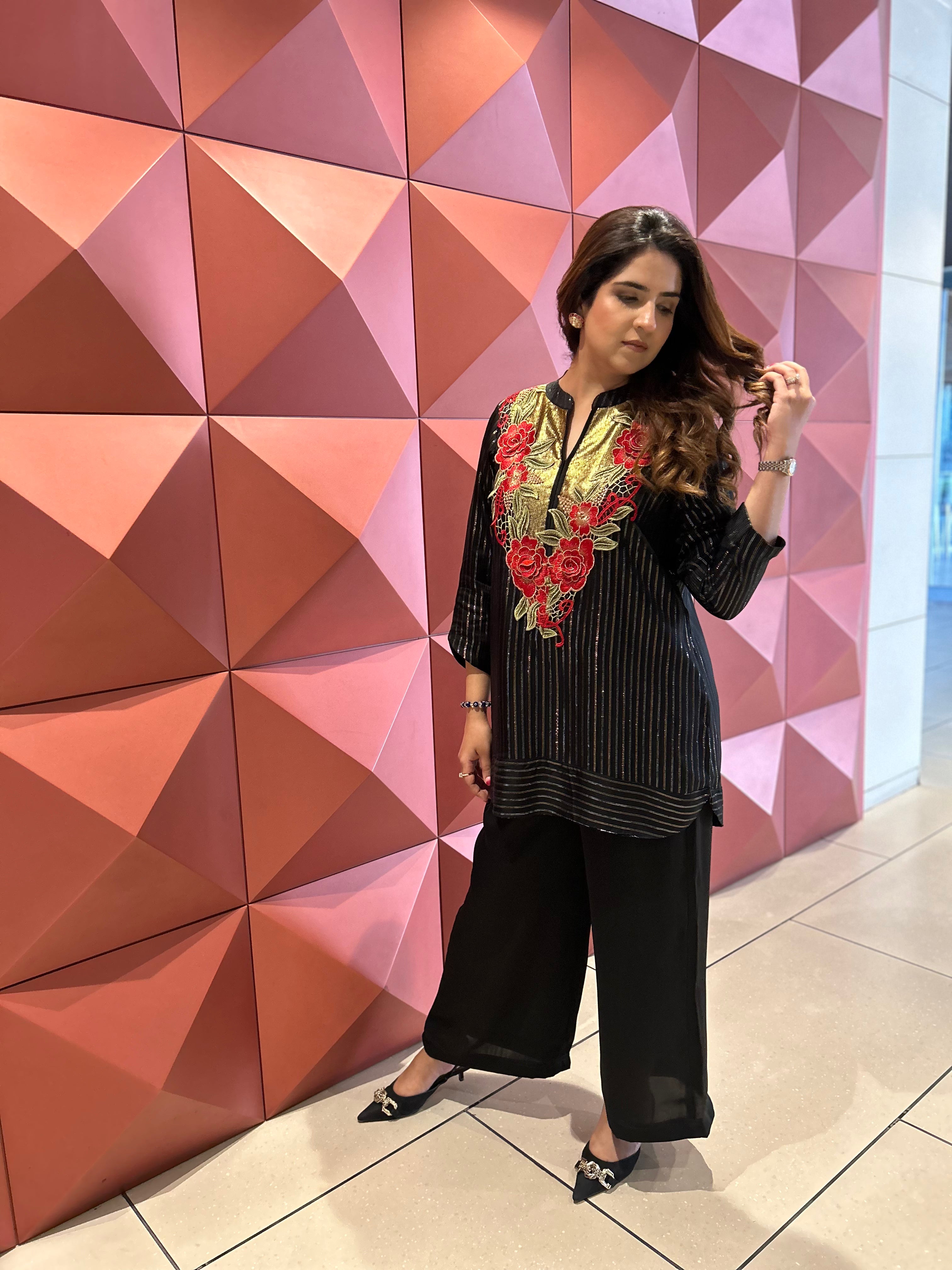 BLACK LUREX COORD SET