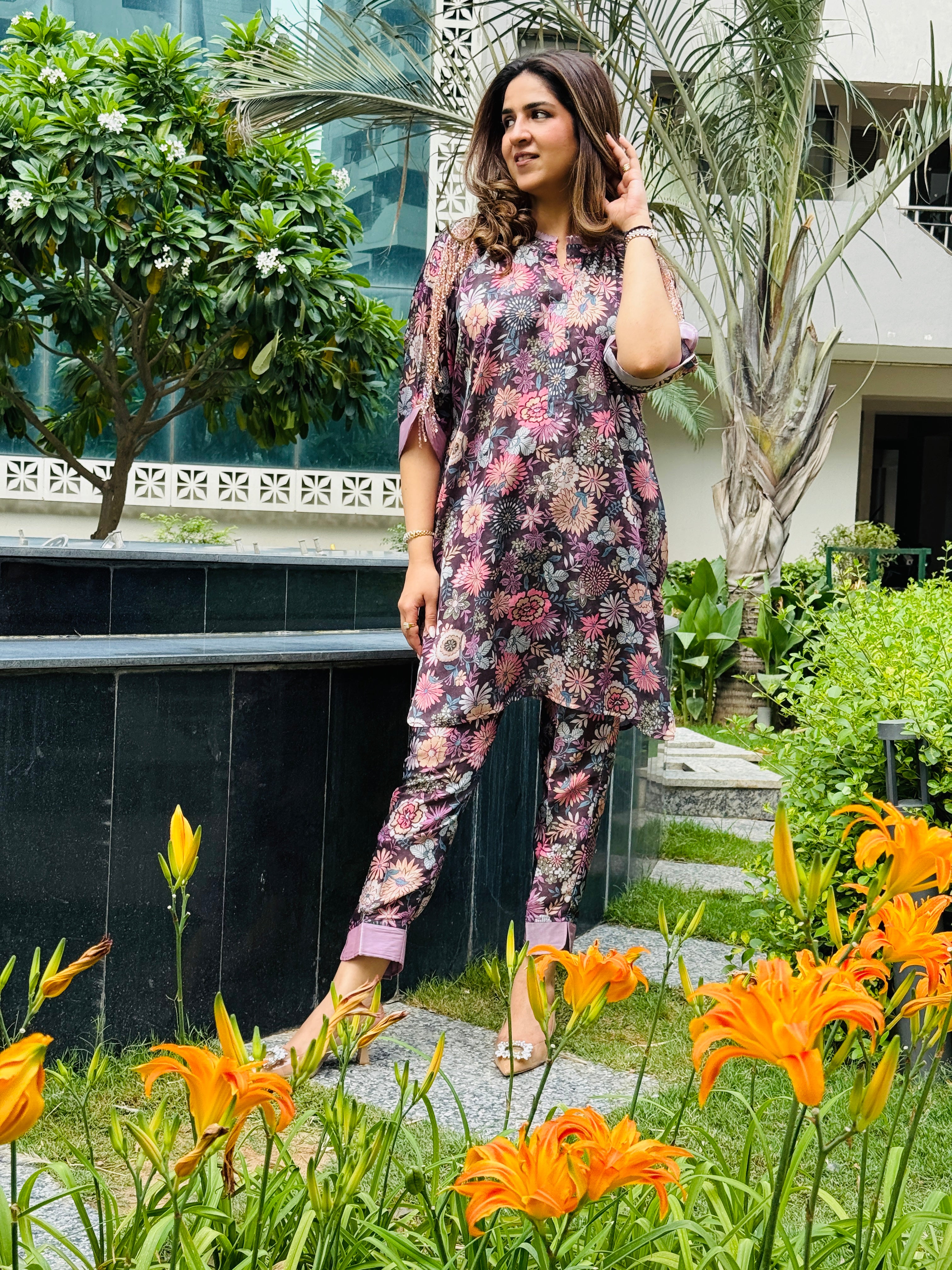 FLORAL GREY COORDSET