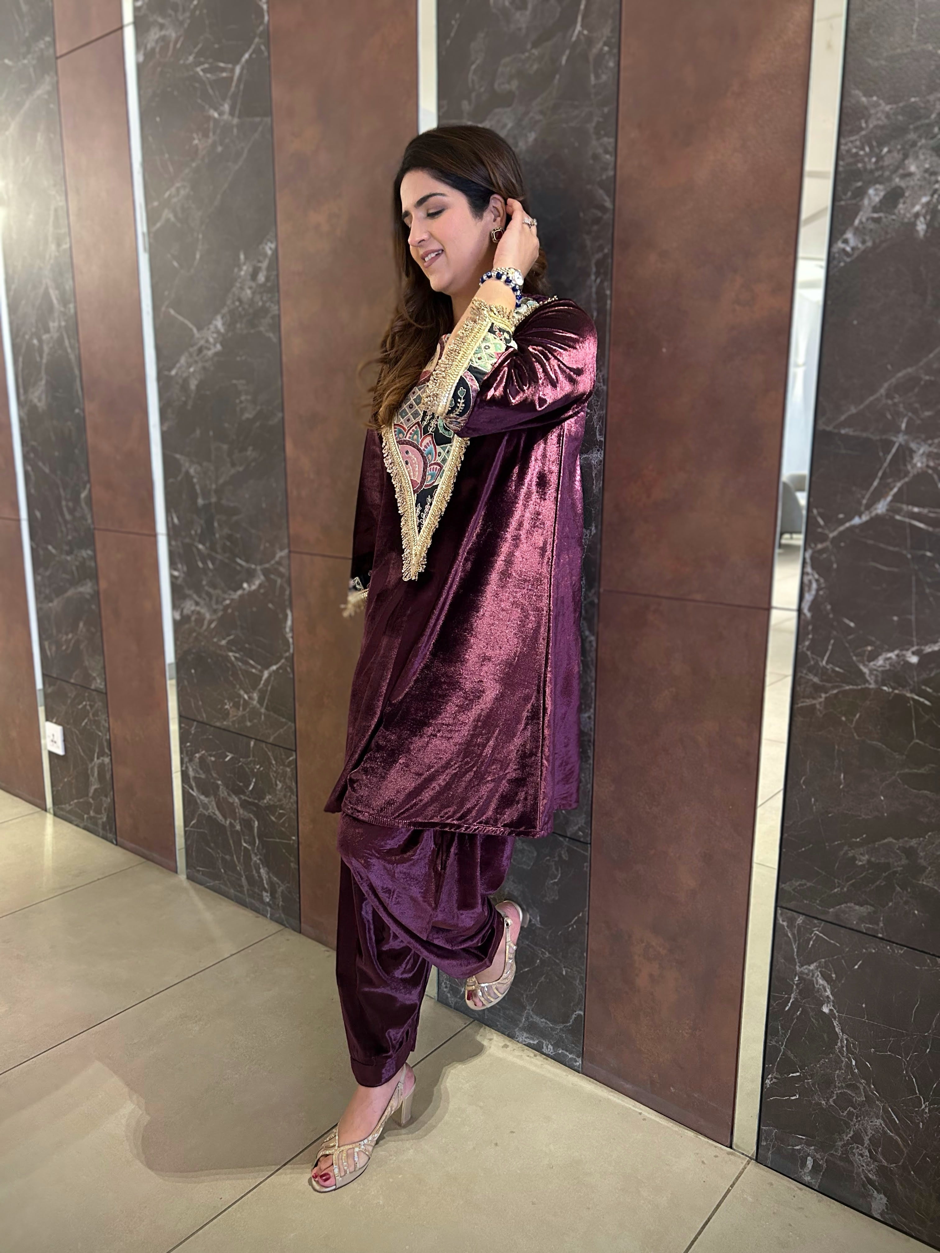 WINE PLUM LUXE VELVET SET