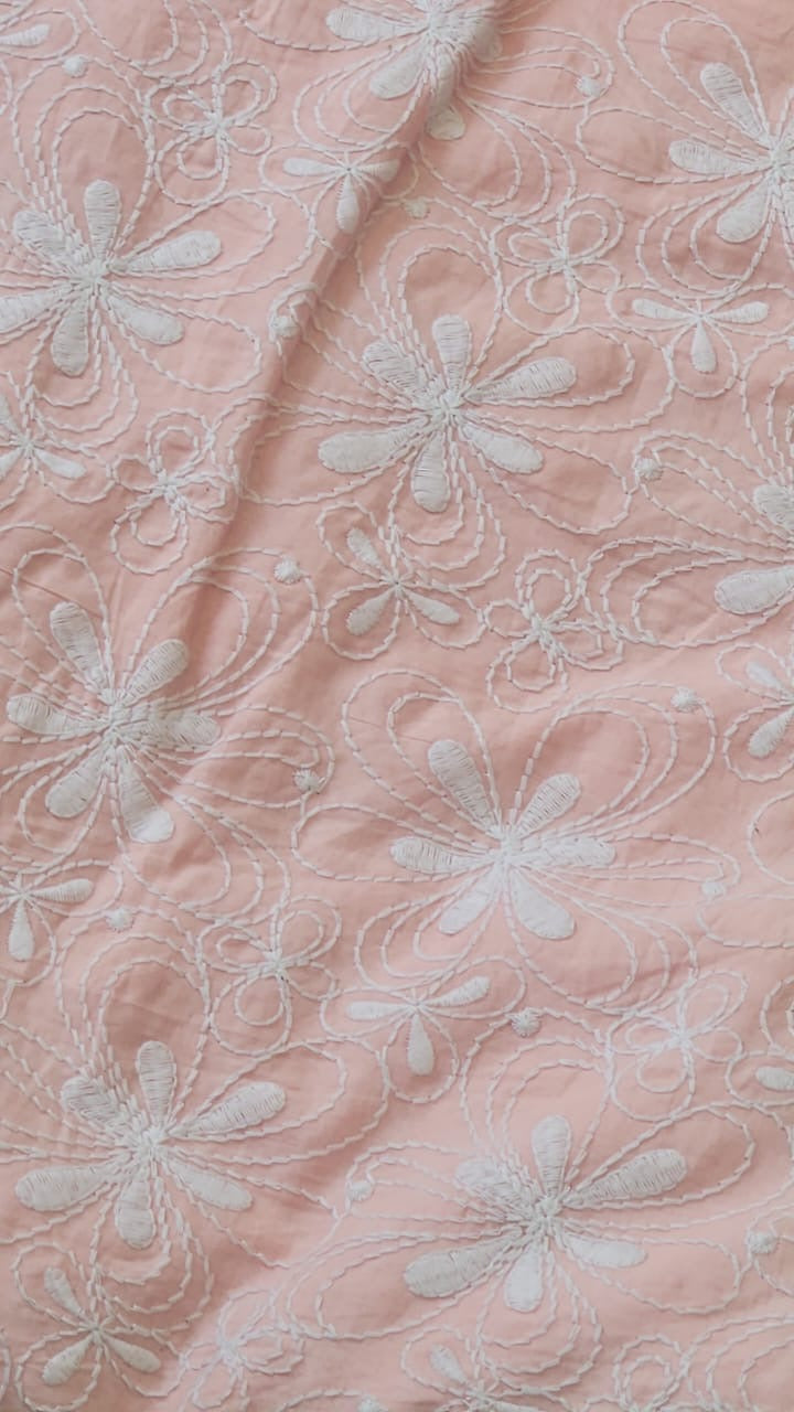 POWDER BLUE EMBROIDERED COTTON