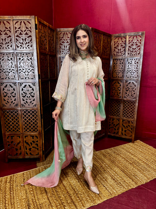 PINK MINT DUPATTA SET