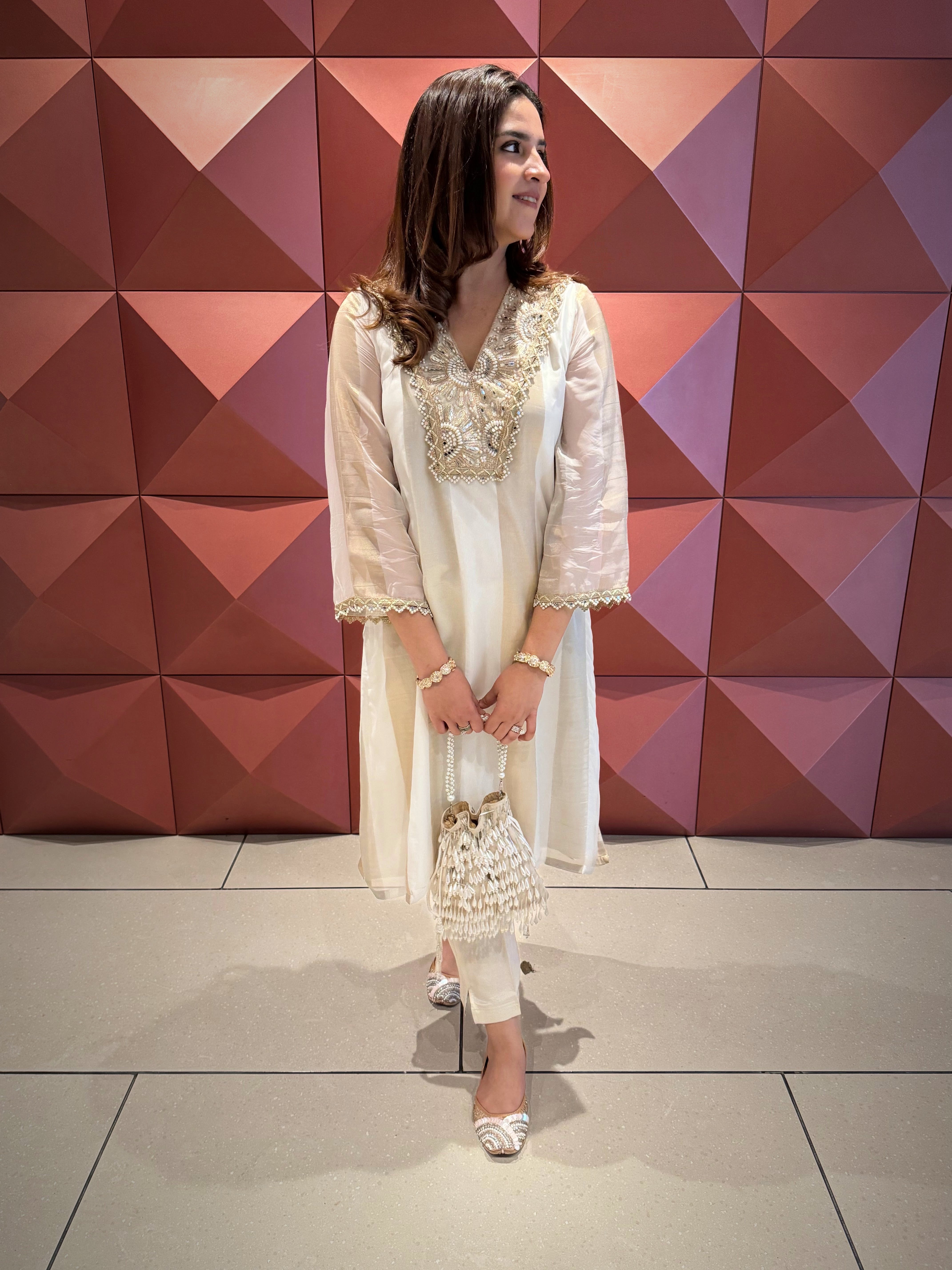 GOLD IVORY ORGANZA SUIT