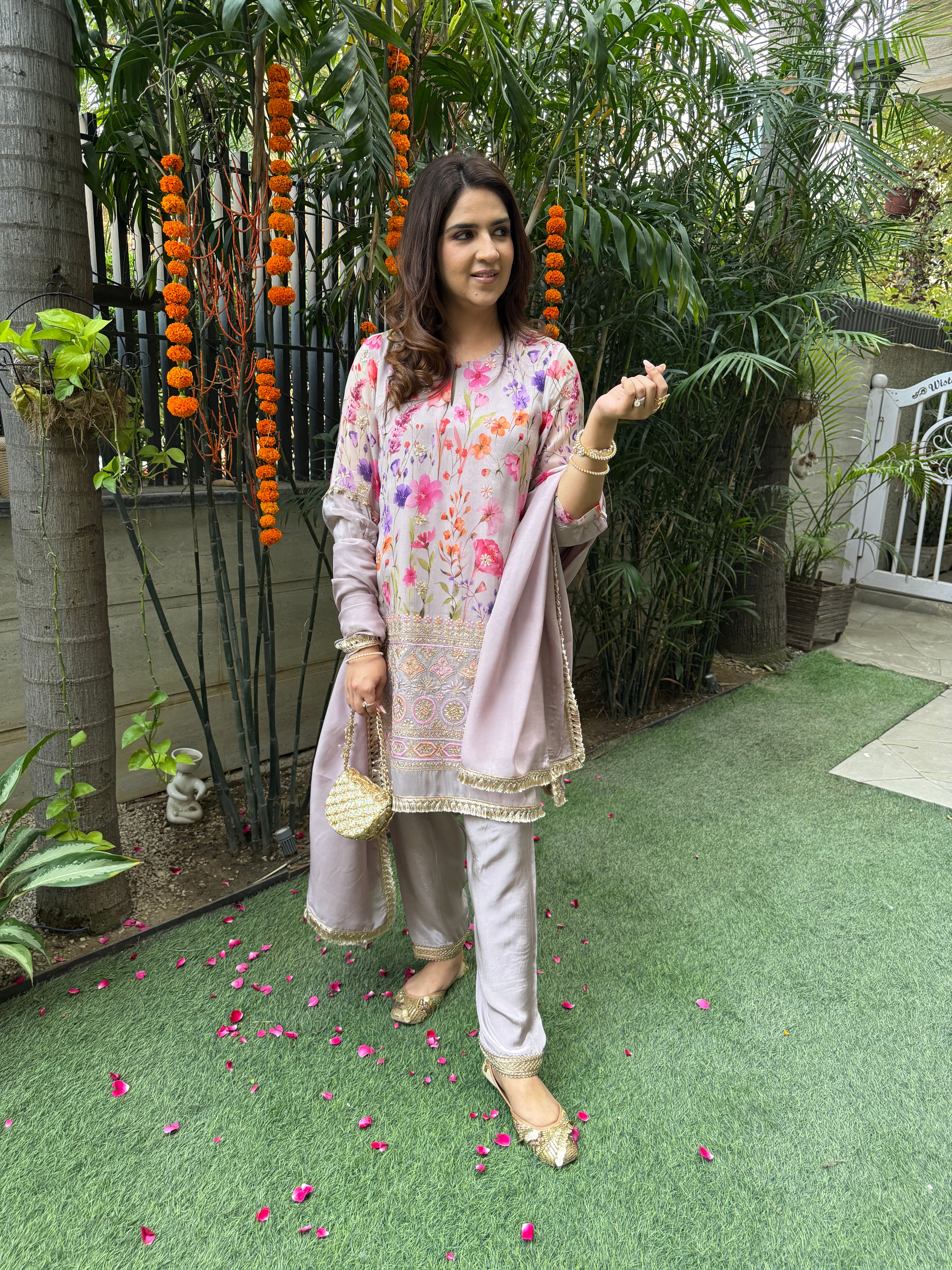 LILAC GREY ORGANZA FESTIVE SET