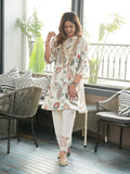 PEACOCK PRINT IVORY SET