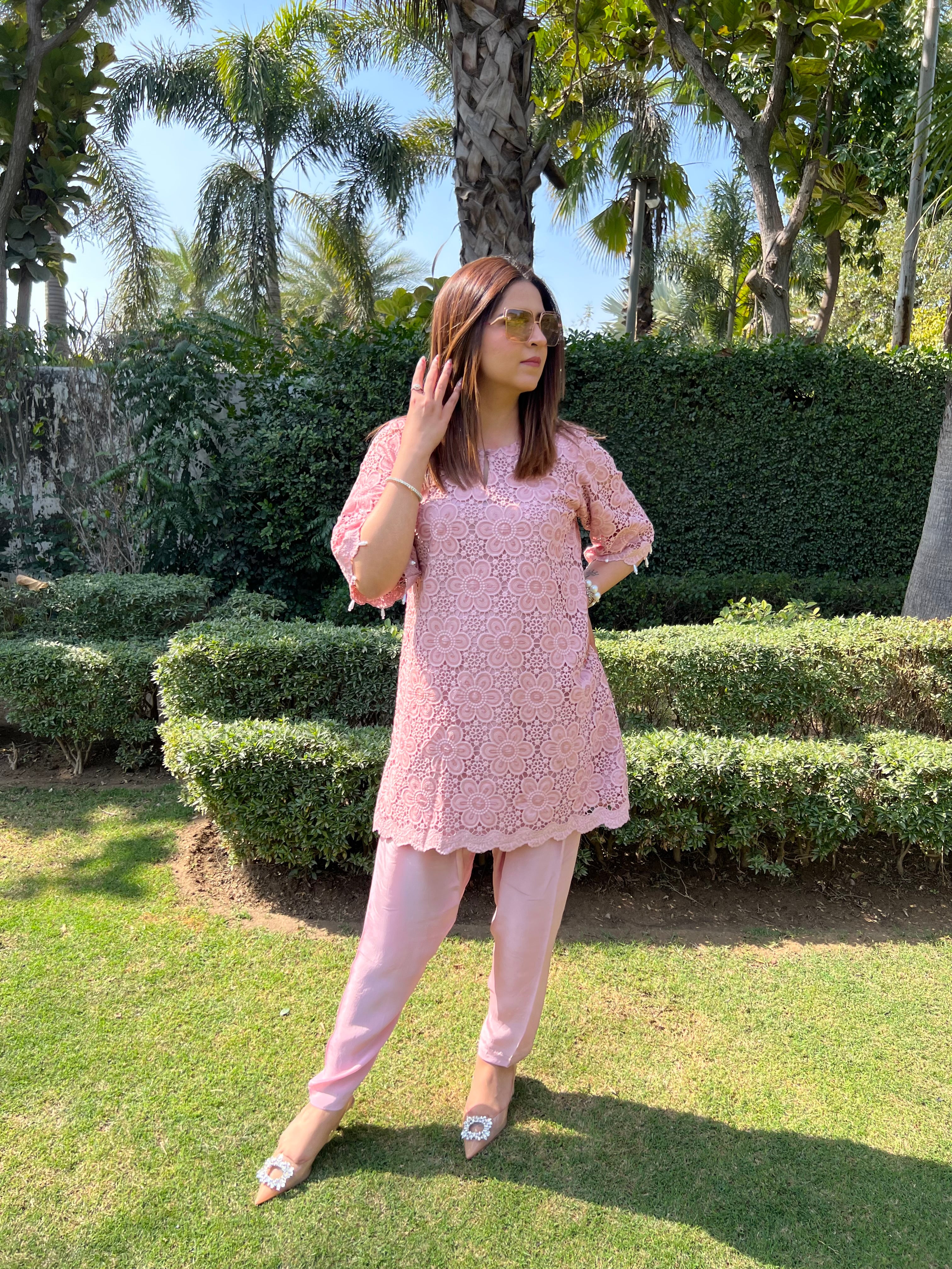 DUSTY ROSE PINK CUTWORK