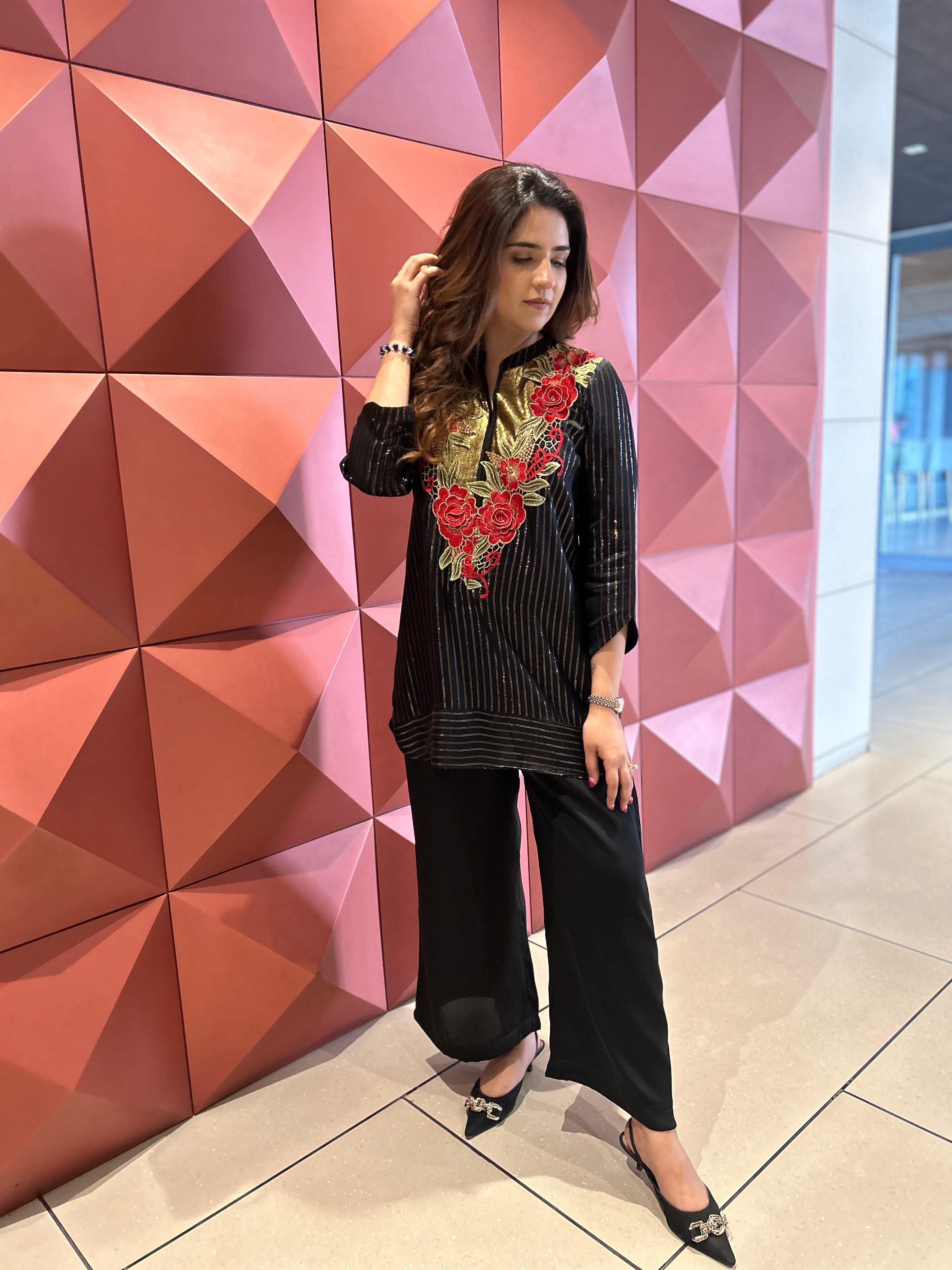 BLACK LUREX COORD SET