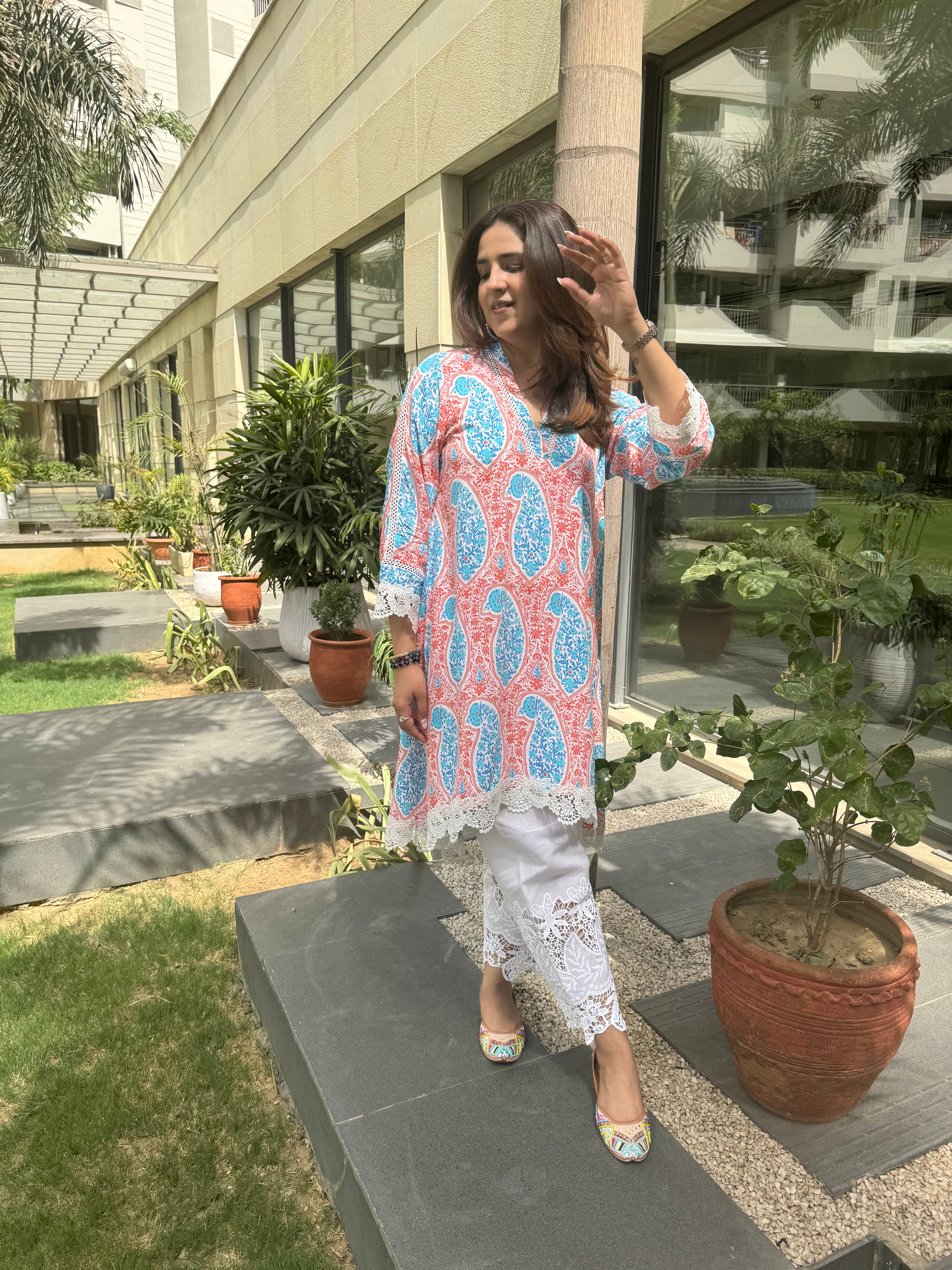 CORAL&BLUE PAISLEY SET