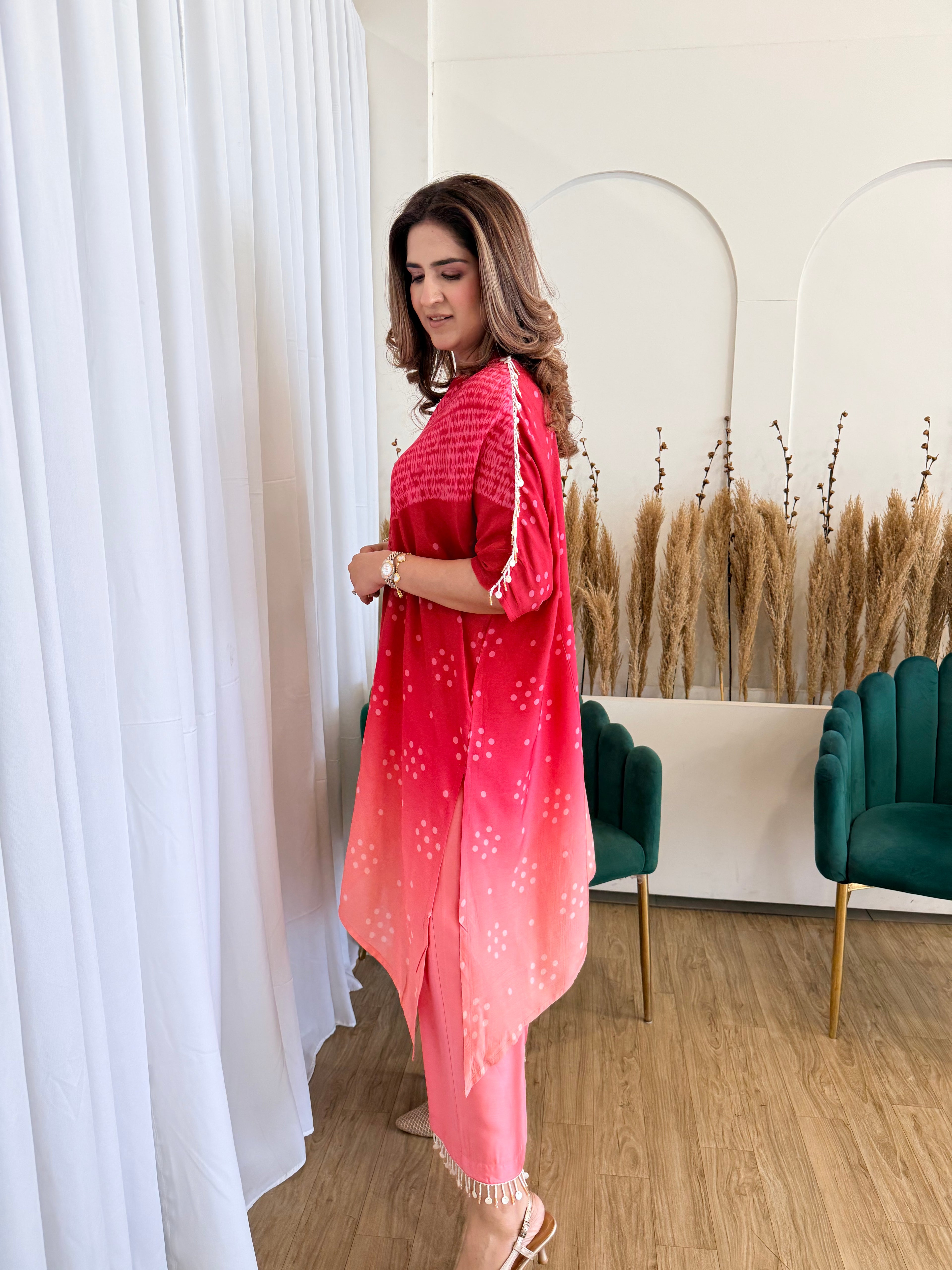RED PEACH OMBRÉ CHOGA SET