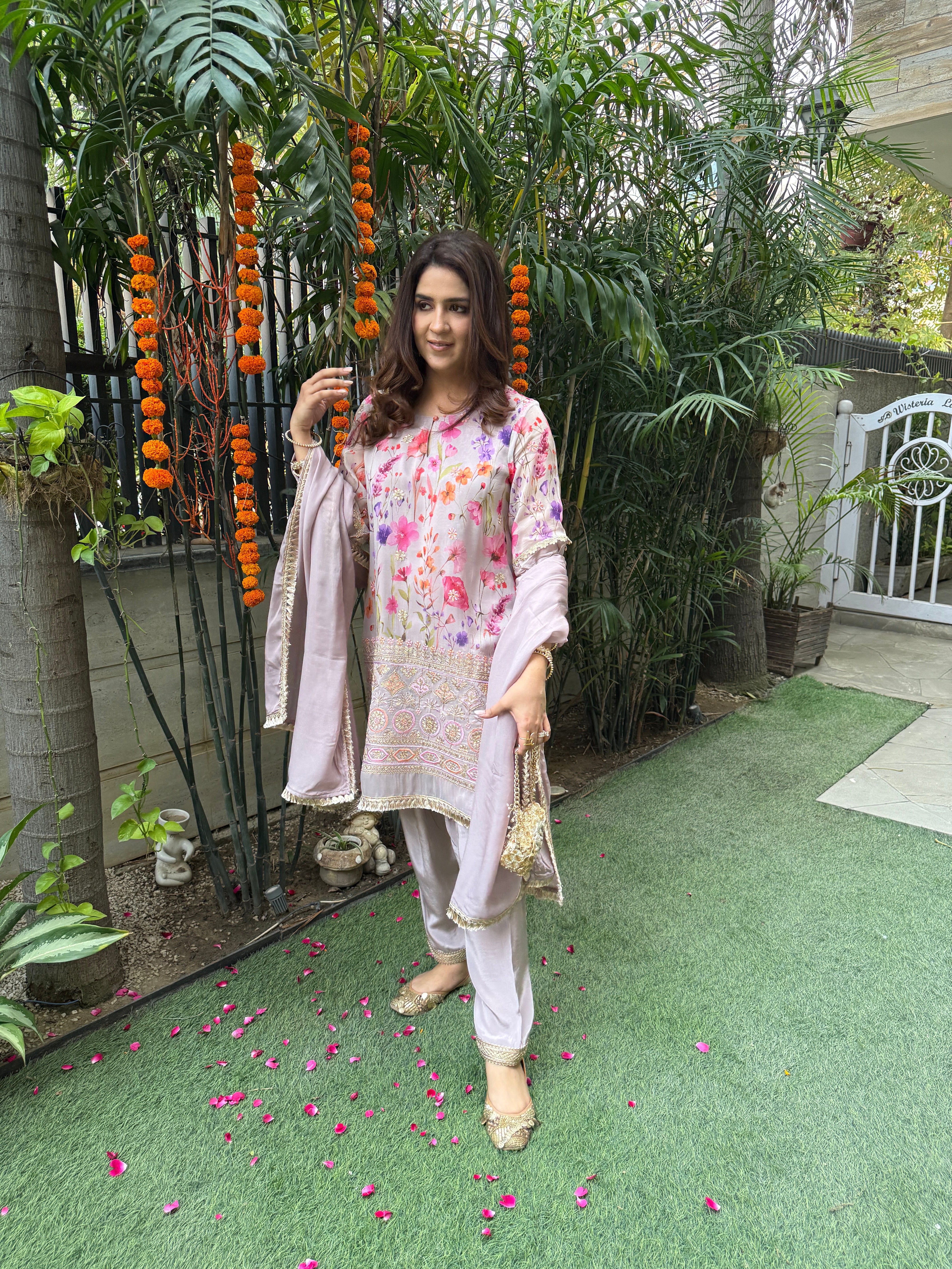 LILAC GREY ORGANZA FESTIVE SET