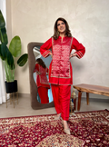 RED SILK BROCADE SET W/O DUPPATA