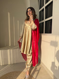 GOLDEN RED DUPPATA SET