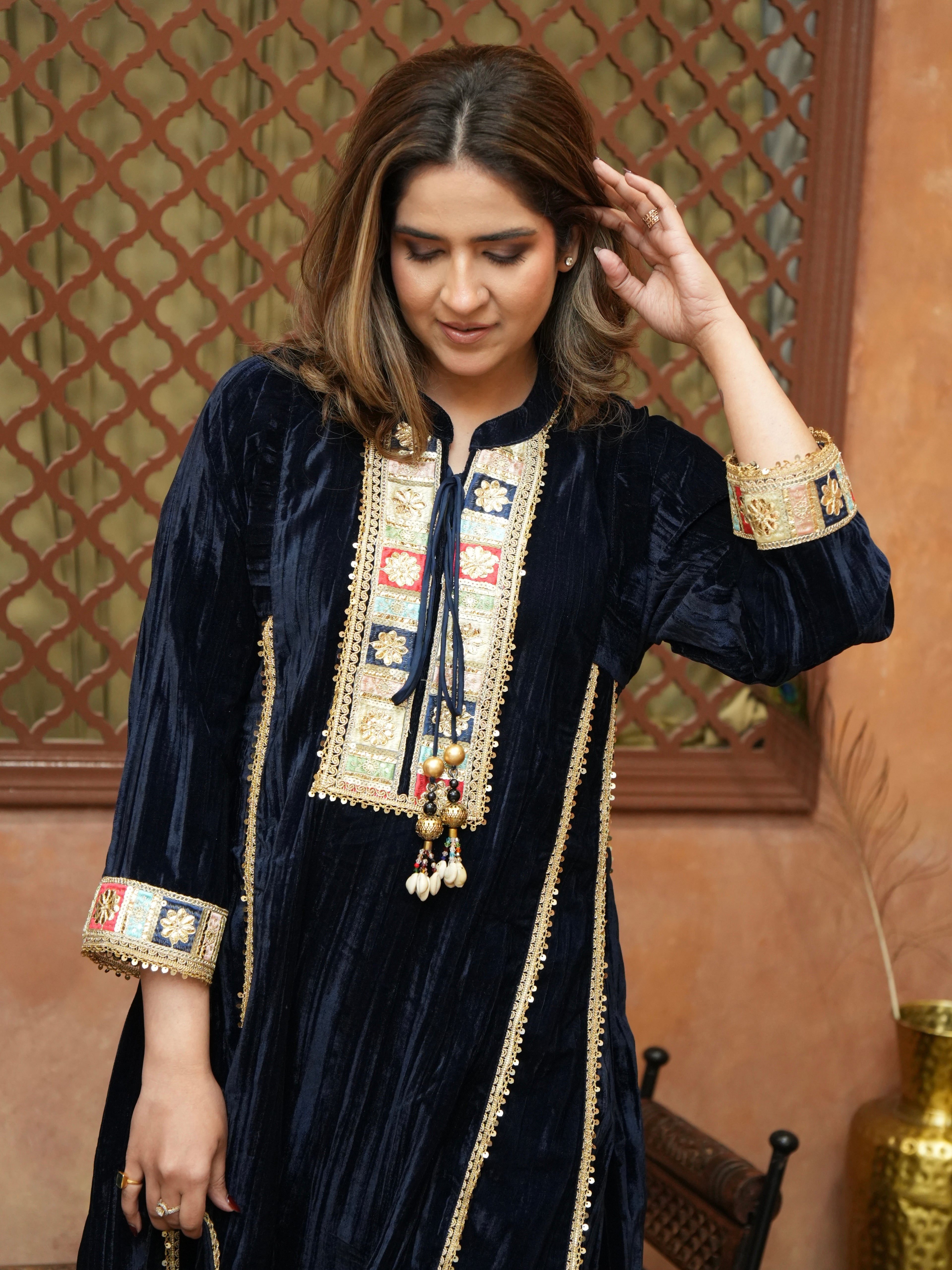 BLUE LUXE CRUSH VELVET SET
