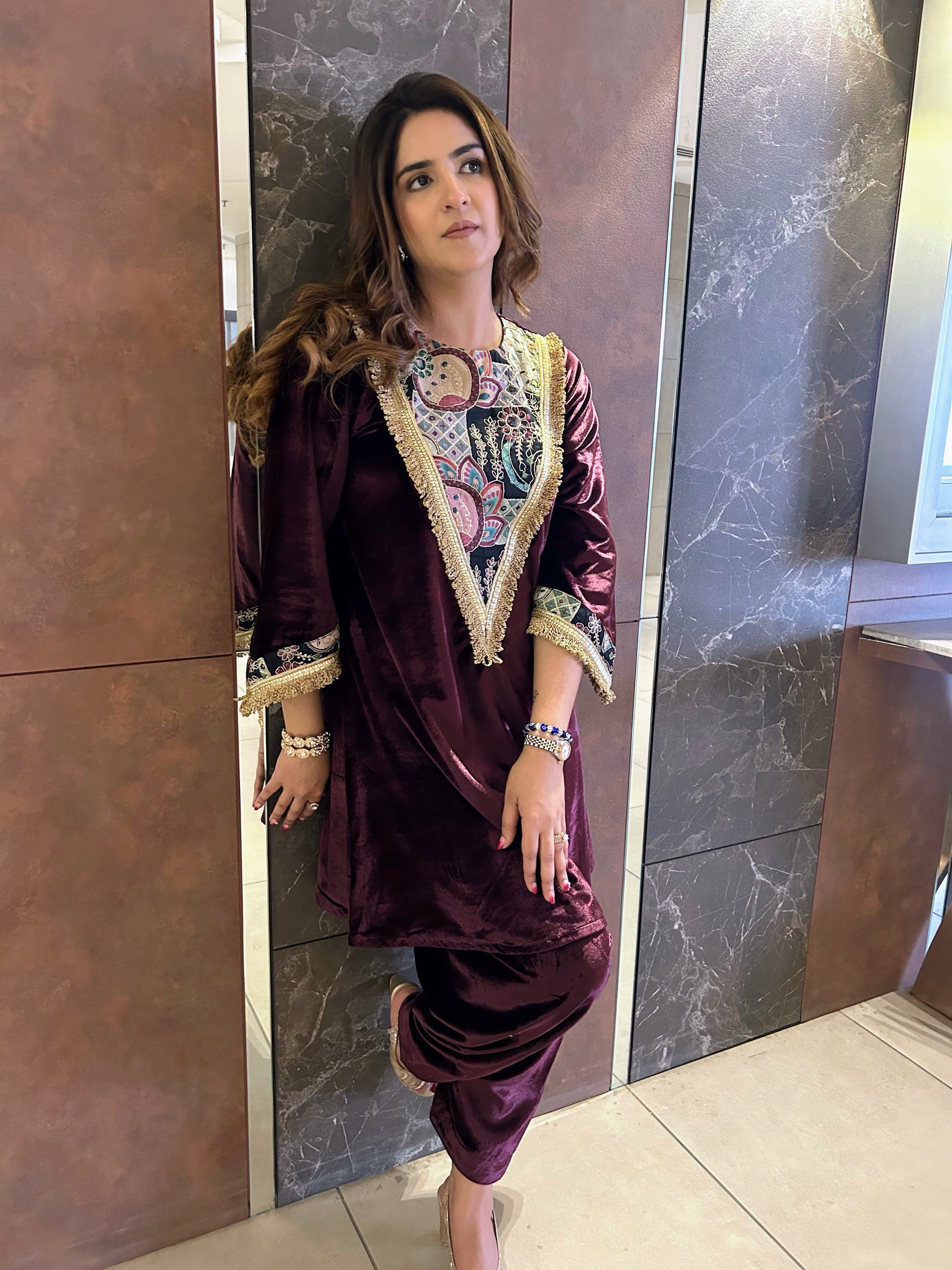 WINE PLUM LUXE VELVET SET