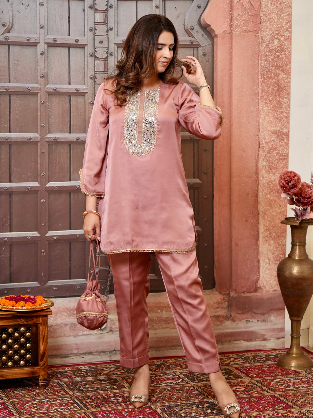 ROSE PINK MIRROR SET