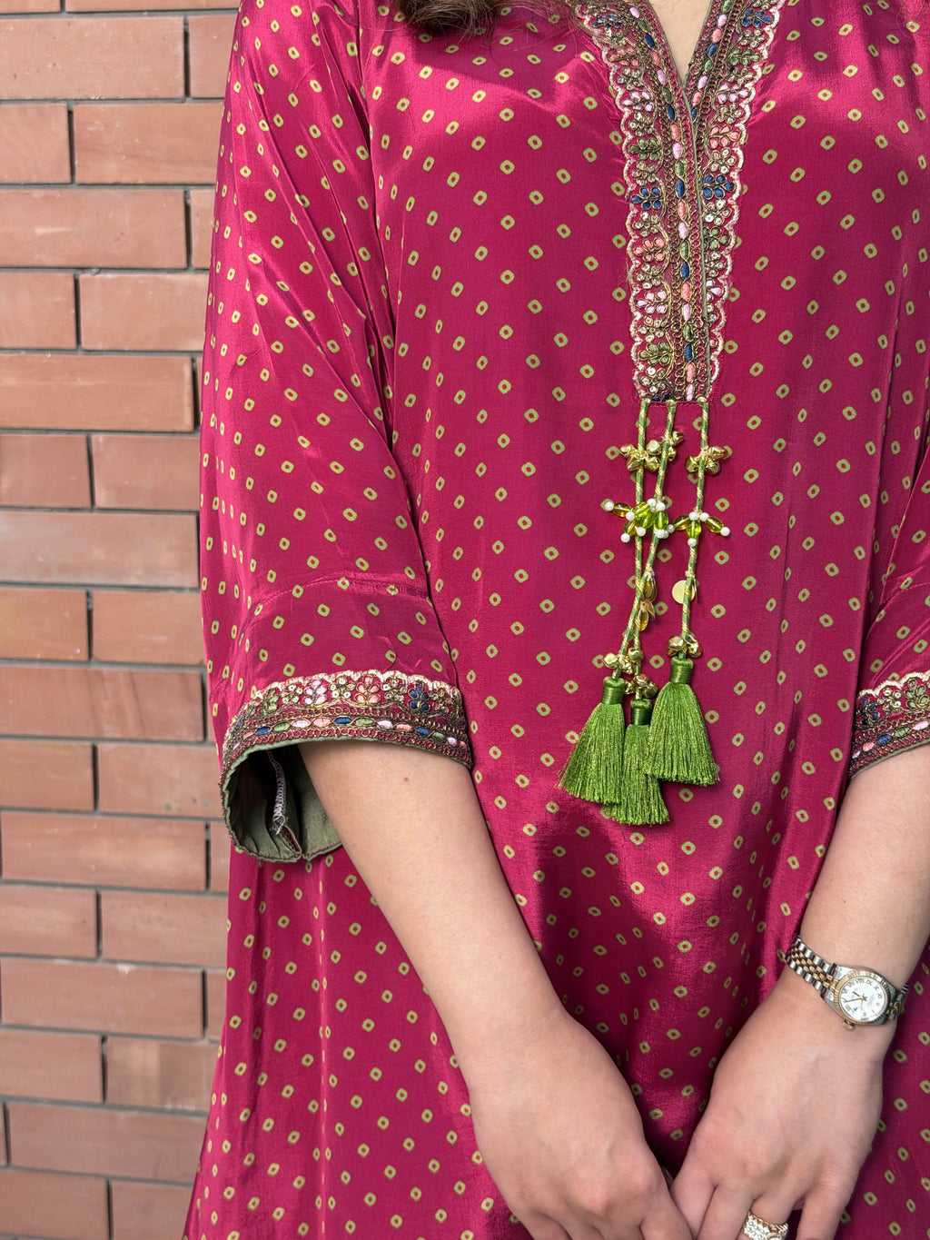 BERRY WINE JAIPURI CREPE SET