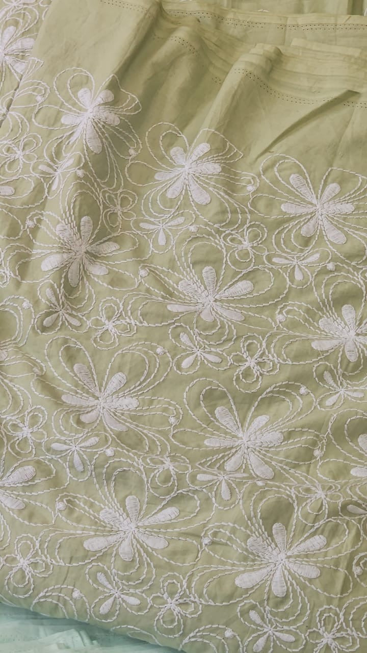 POWDER BLUE EMBROIDERED COTTON