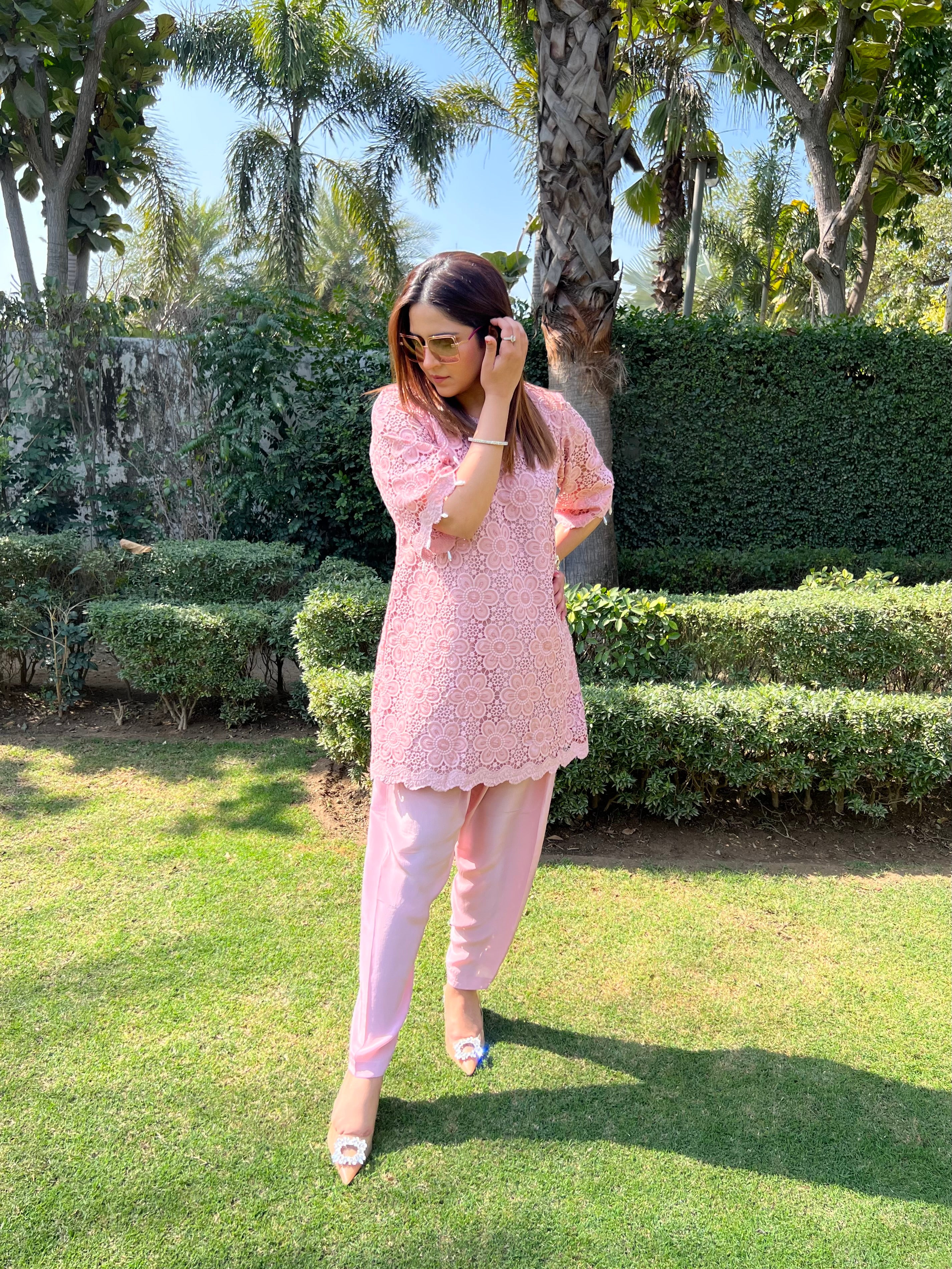 DUSTY ROSE PINK CUTWORK