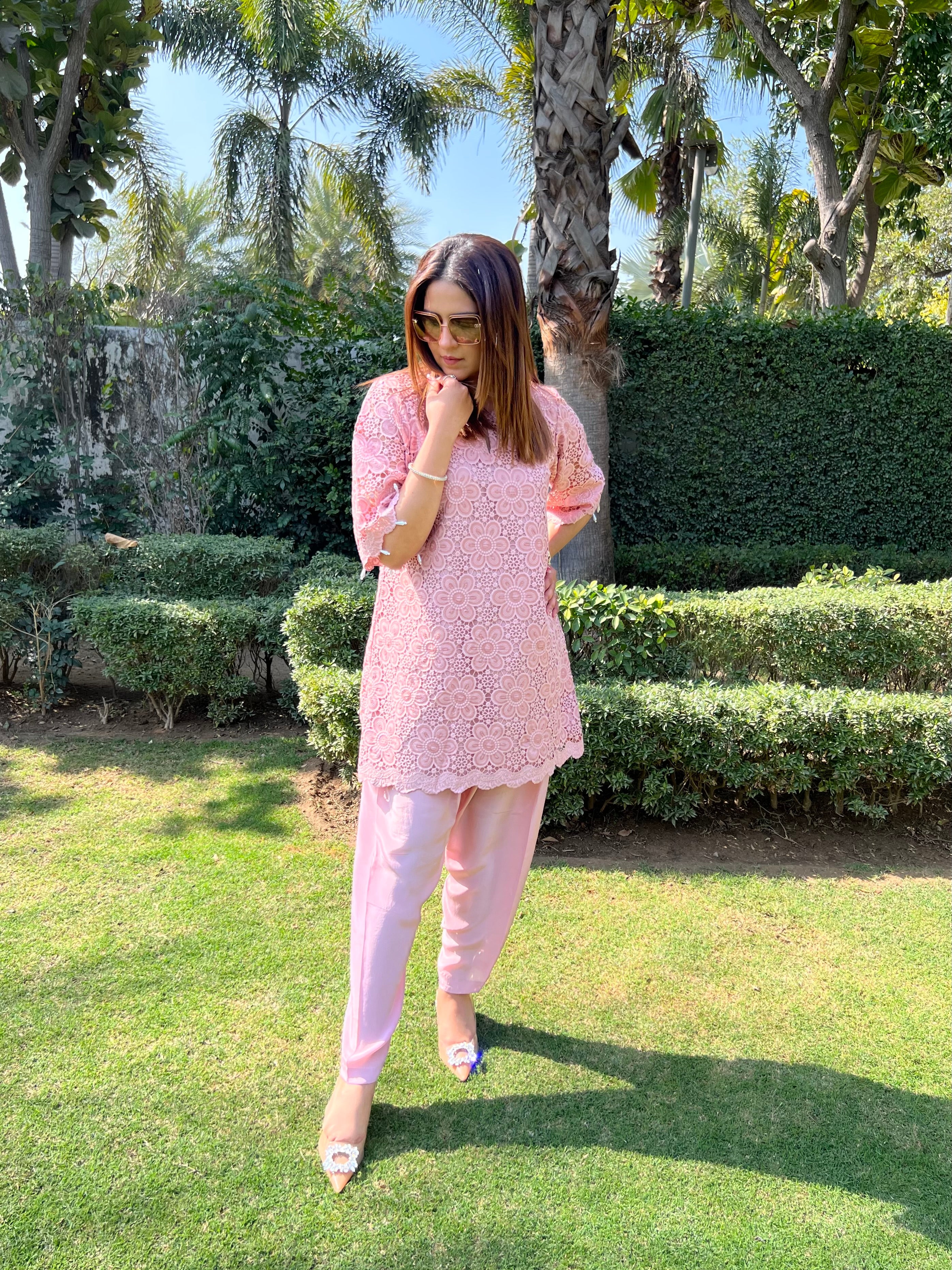 DUSTY ROSE PINK CUTWORK