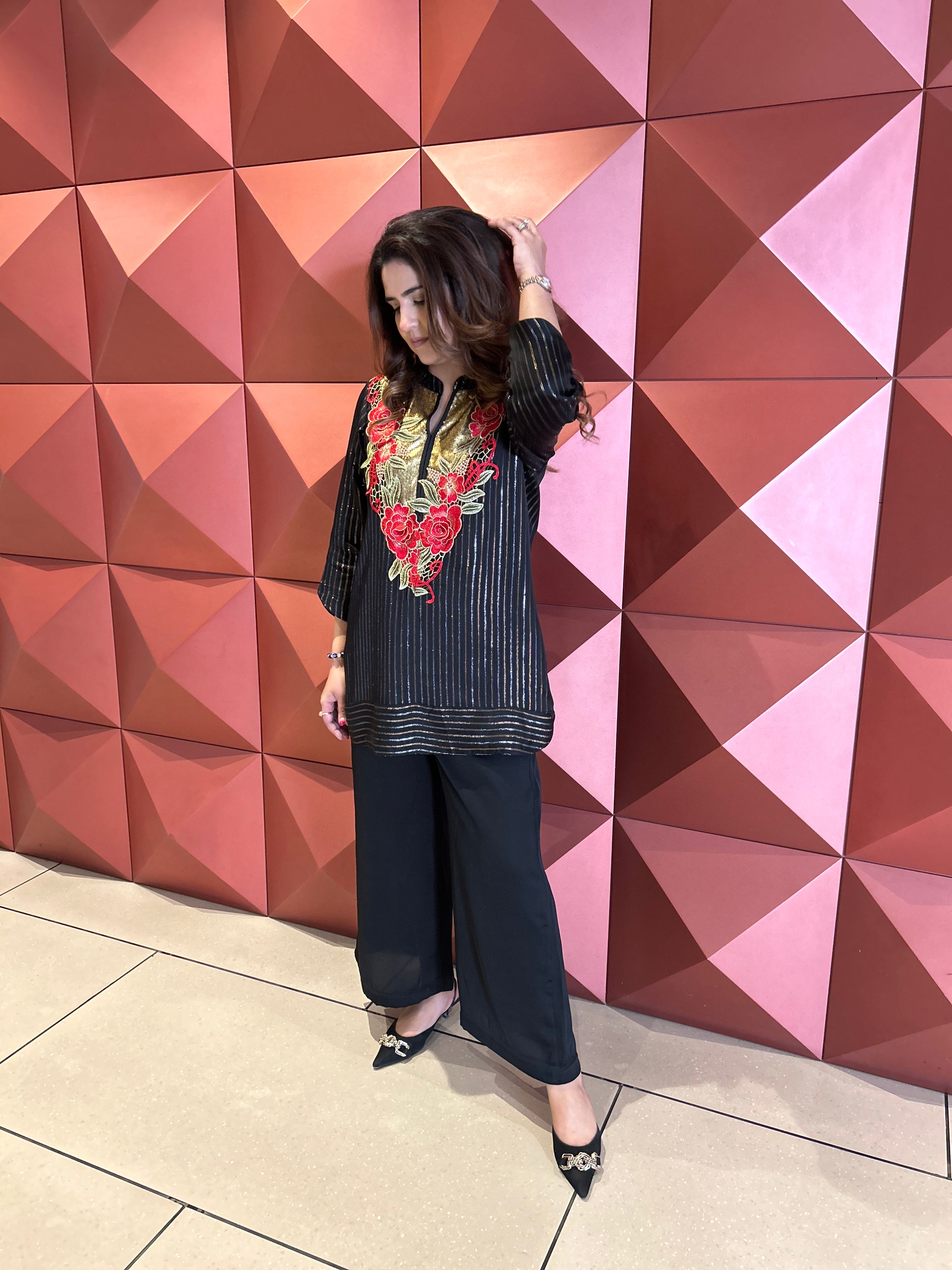 BLACK LUREX COORD SET