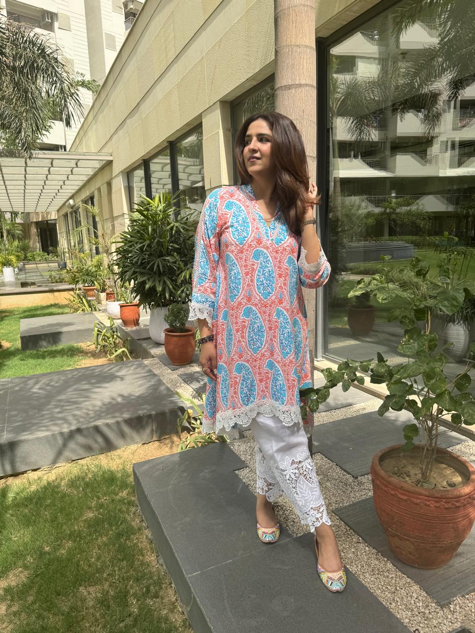 CORAL&BLUE PAISLEY SET