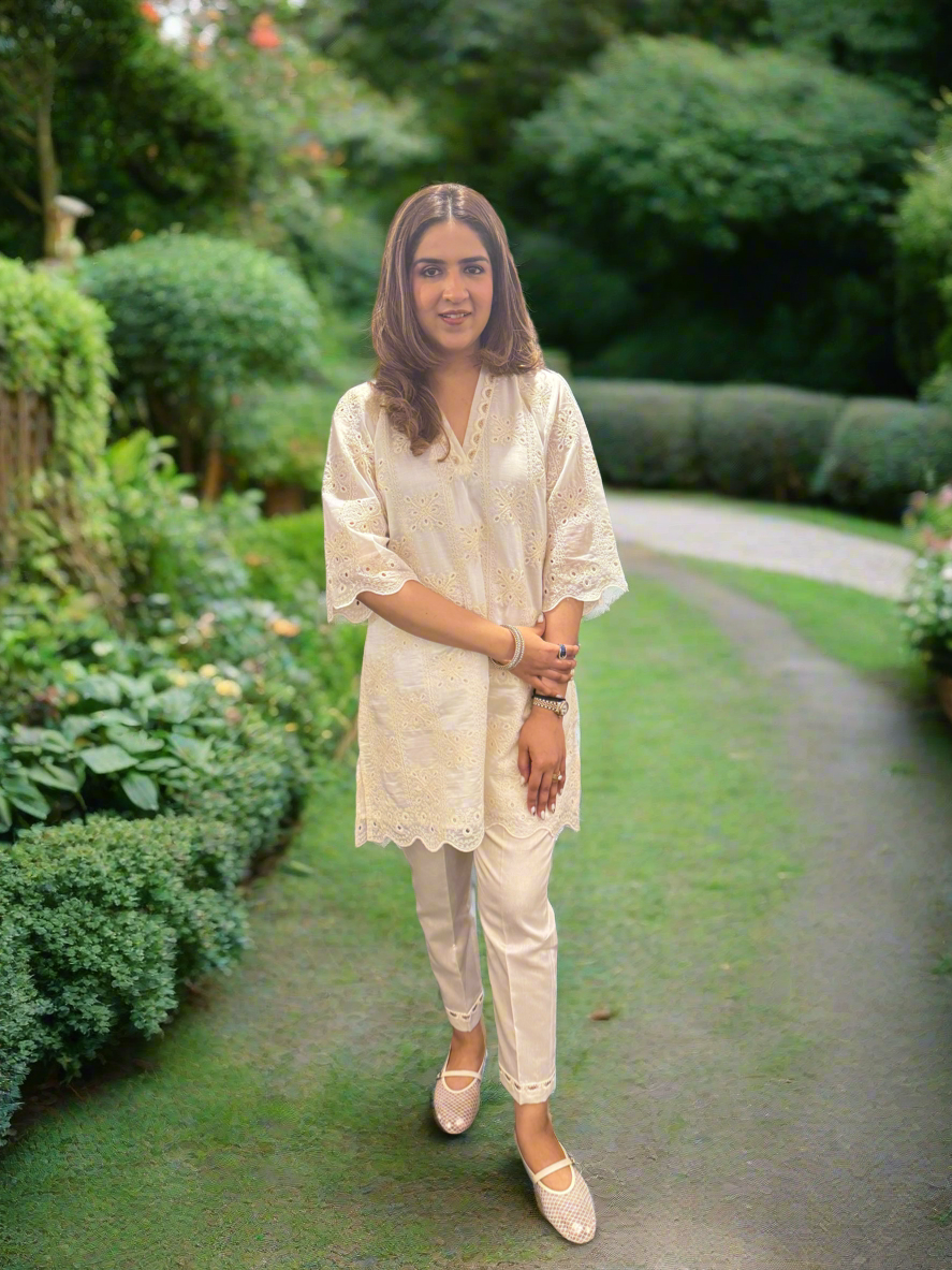 OFF WHITE CHANDERI SET