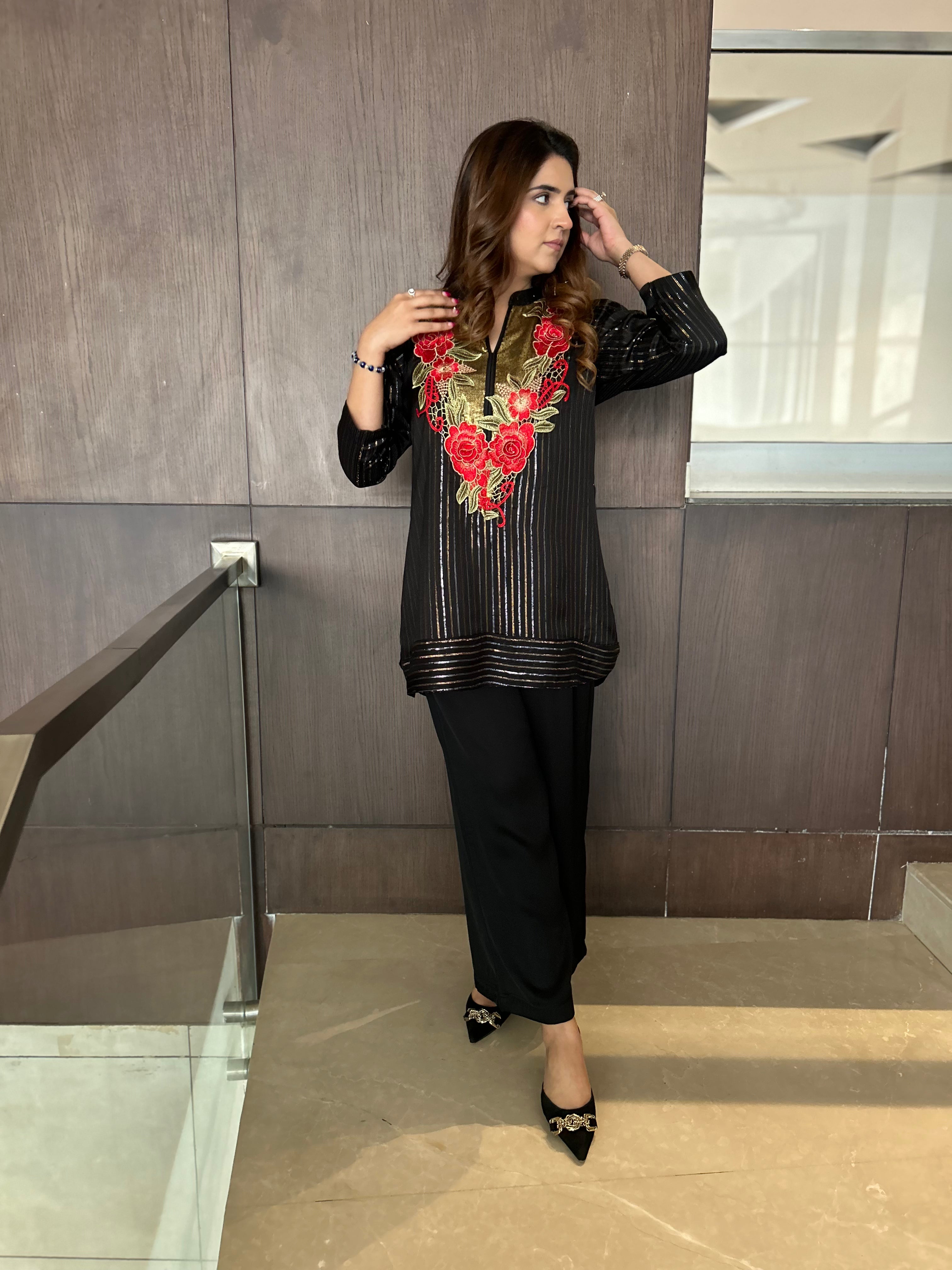 BLACK LUREX COORD SET