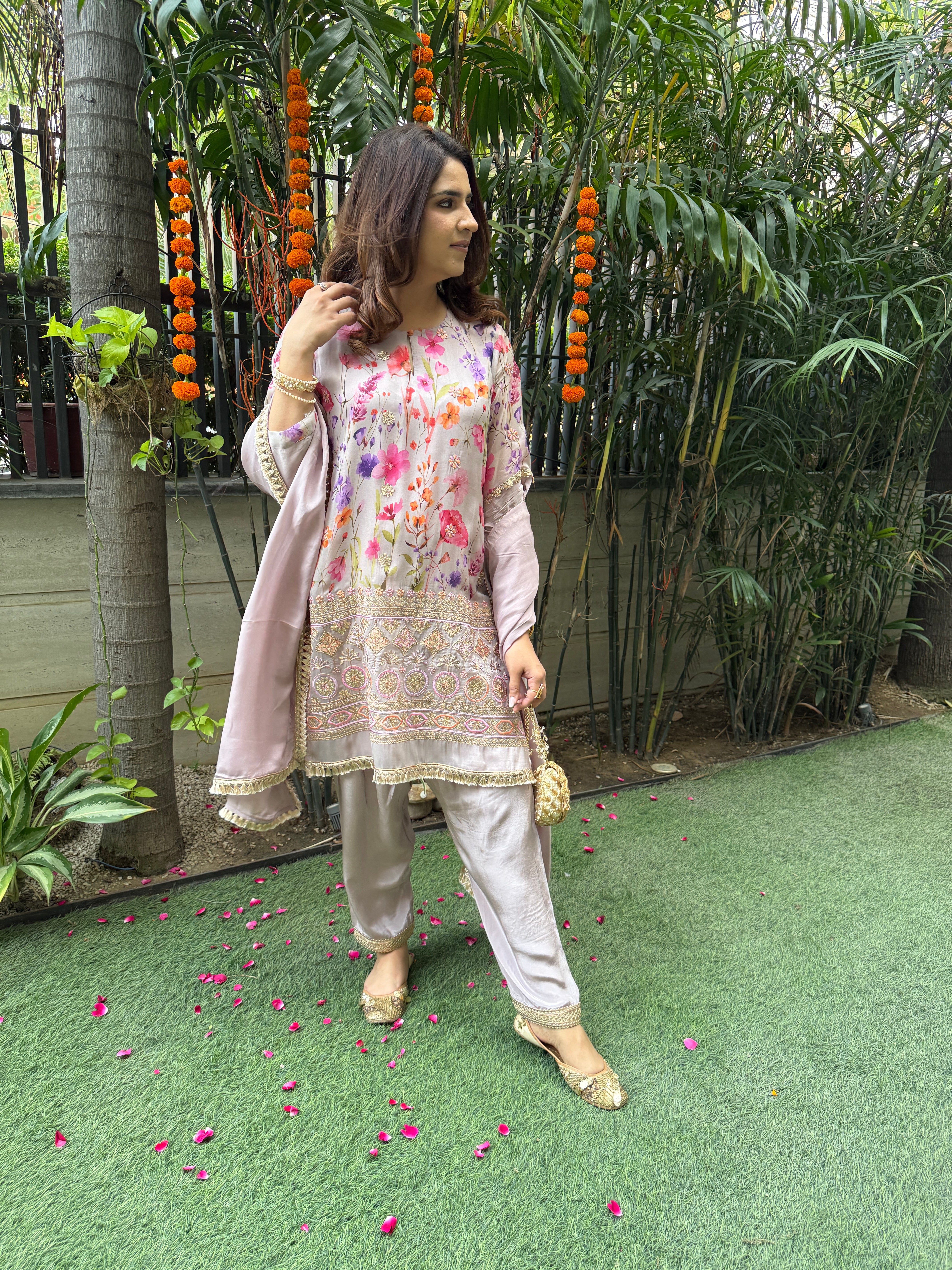 LILAC GREY ORGANZA FESTIVE SET