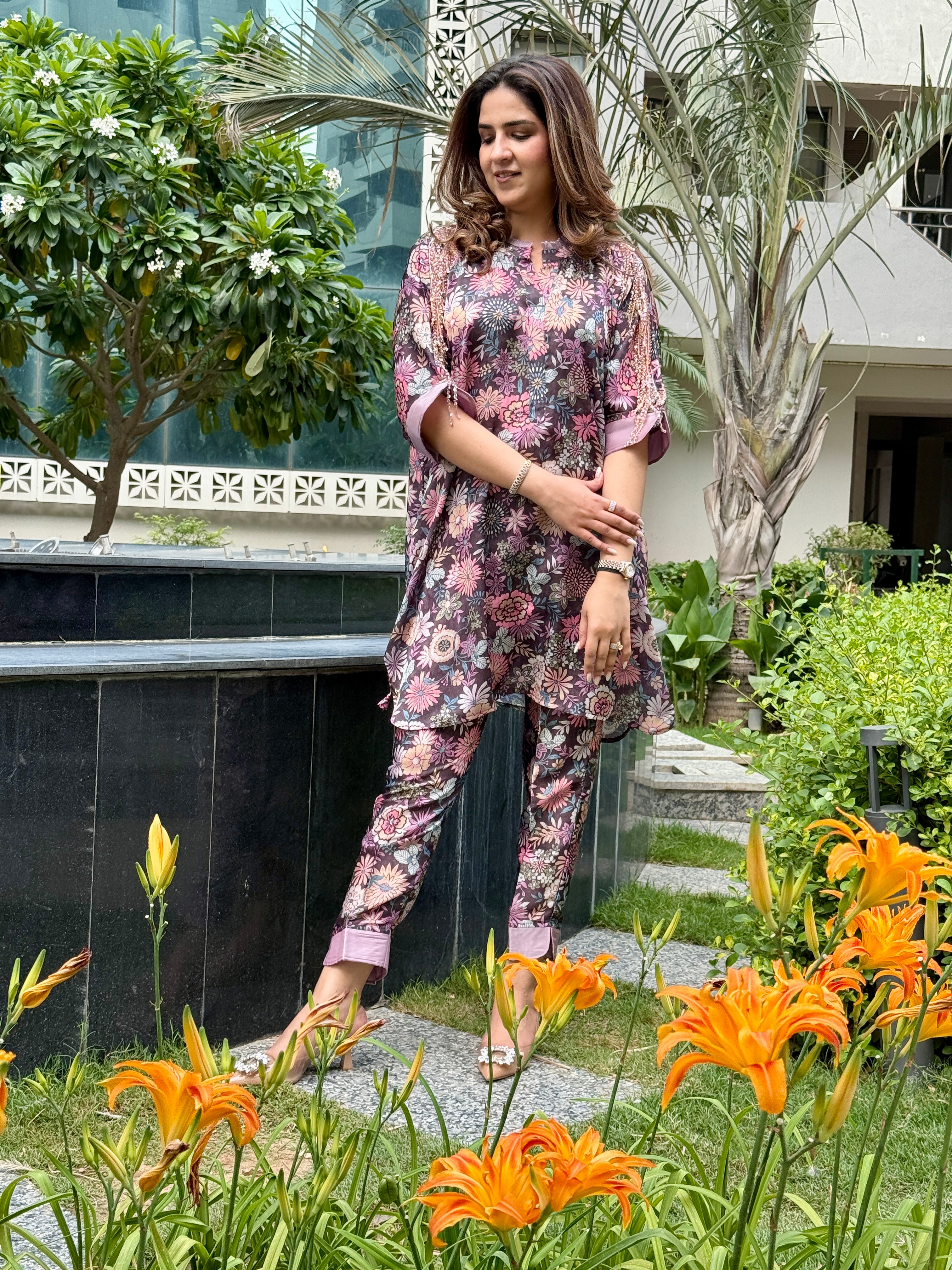 FLORAL GREY COORDSET